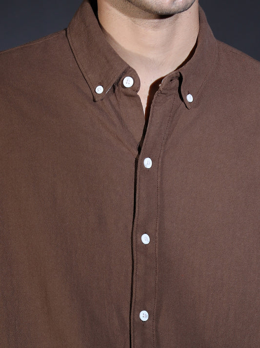 REGULAR FIT PLAIN SHIRT BROWN1