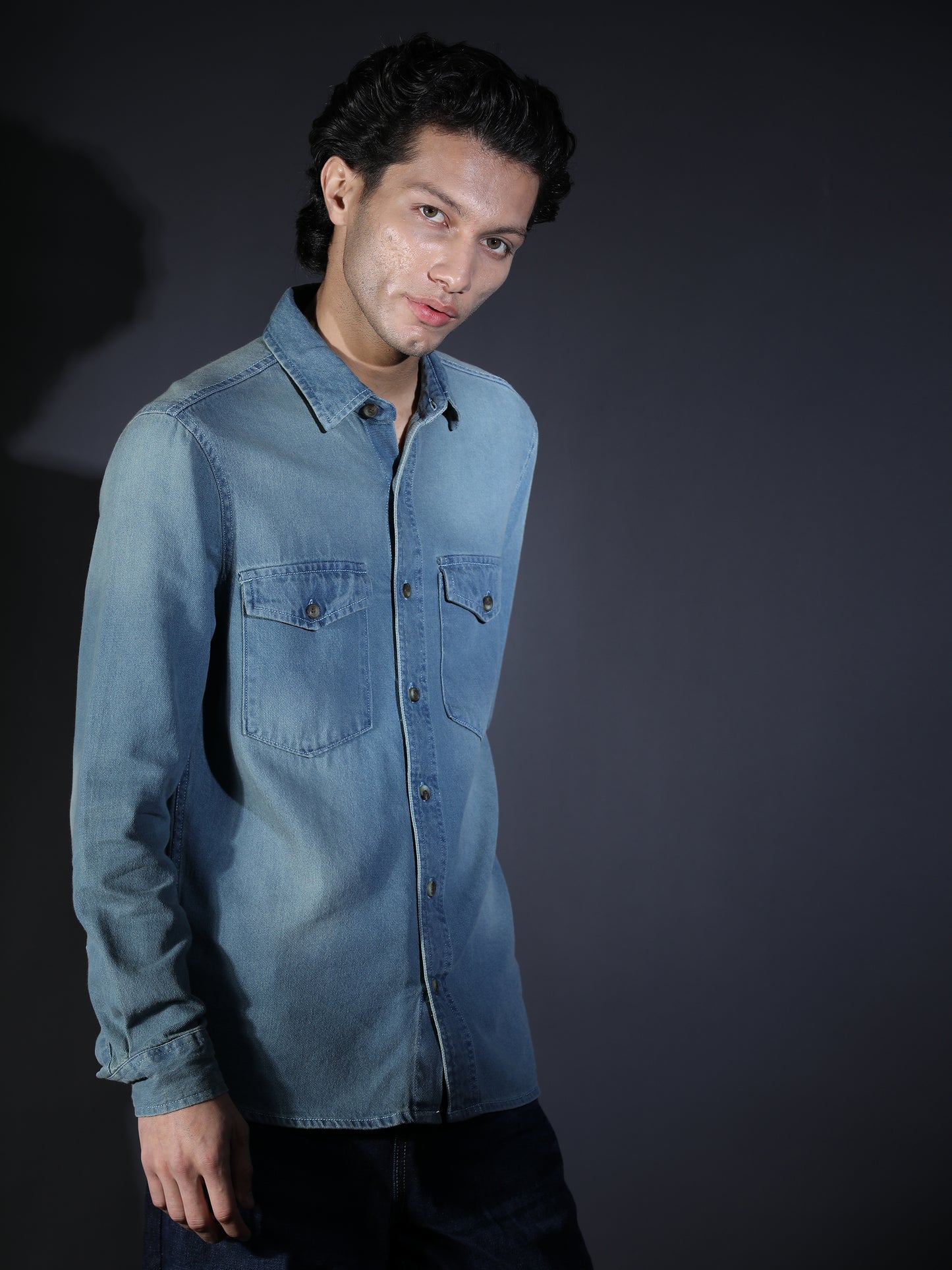 DOUBLE POCKET BLUE DENIM
