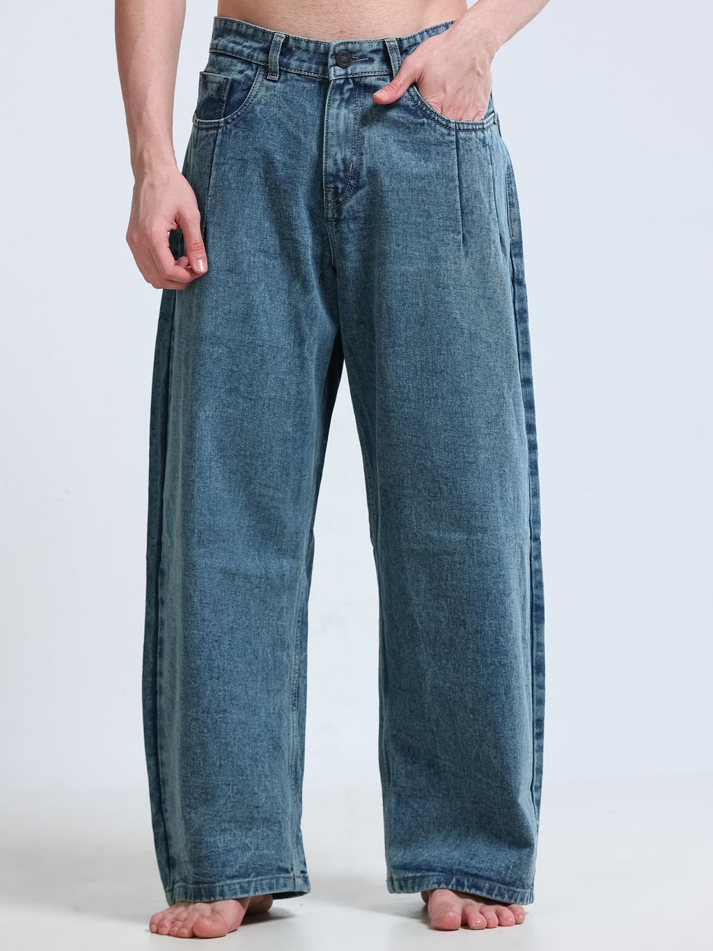 Smoky Blue Barrel Fit Jeans