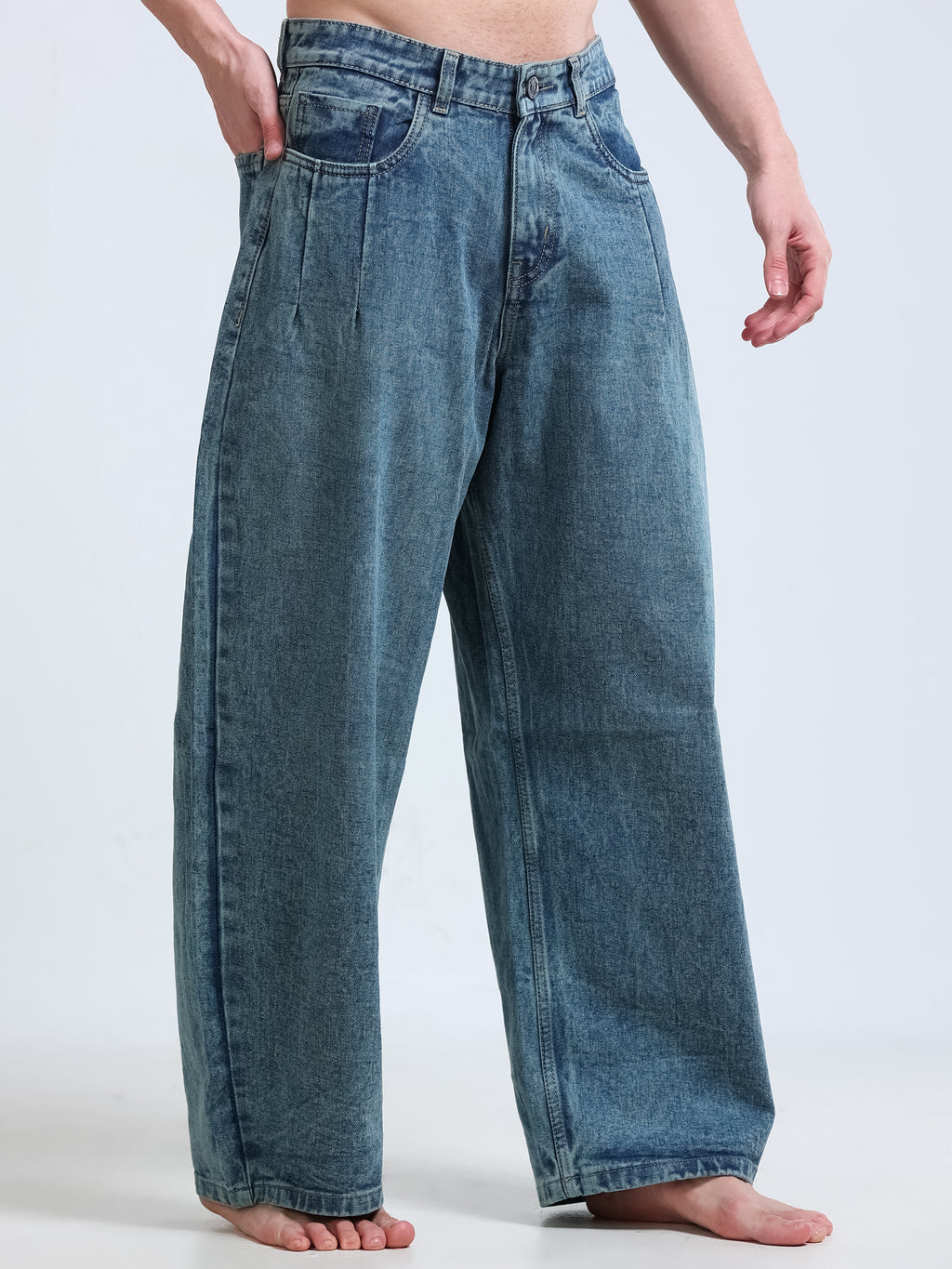 Smoky Blue Barrel Fit Jeans