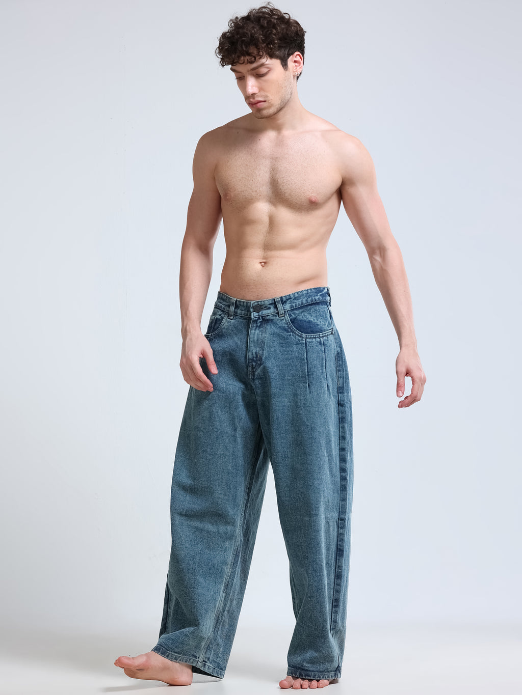 Smoky Blue Barrel Fit Jeans