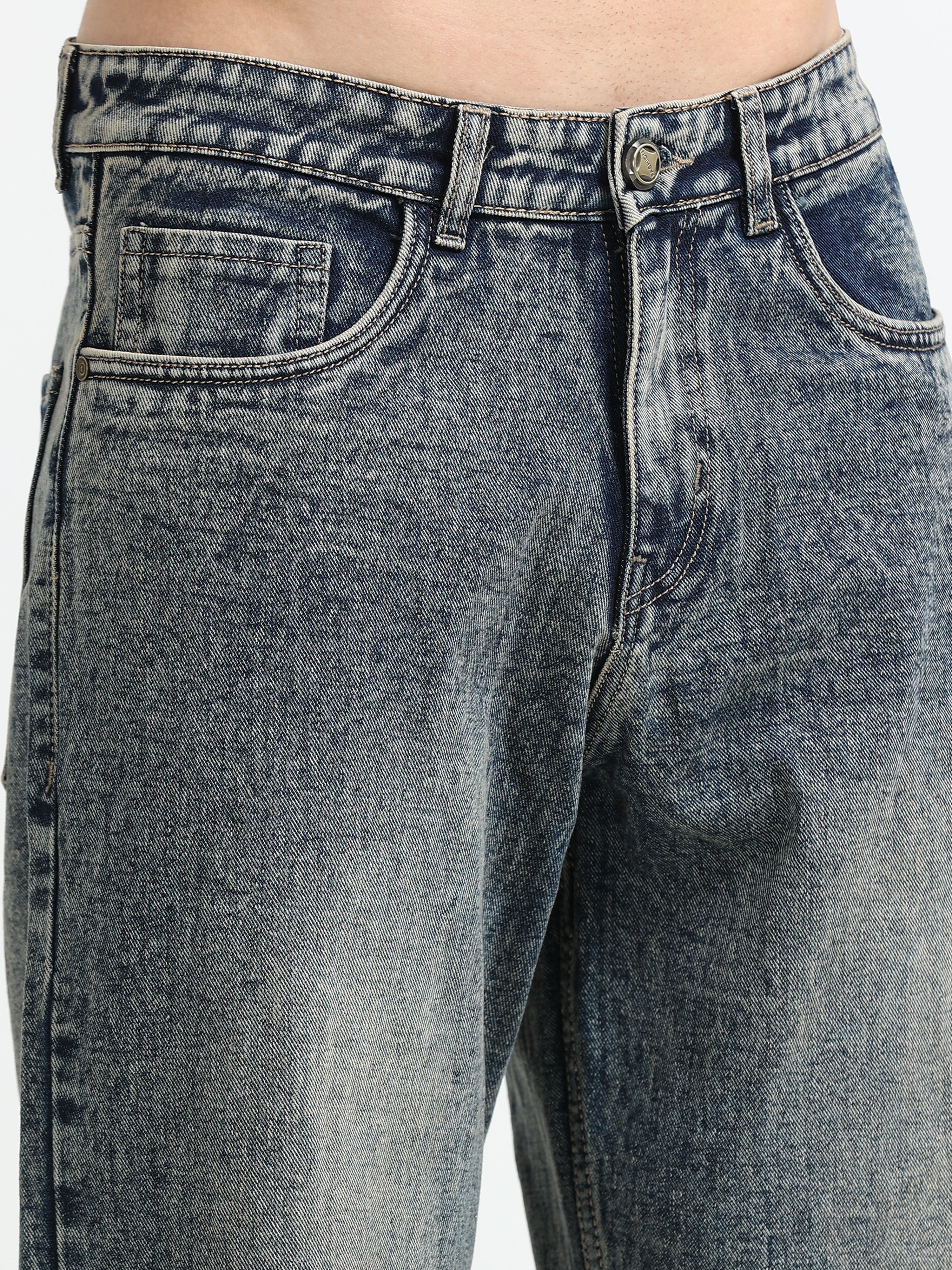 Textured Ash Baggy Denim