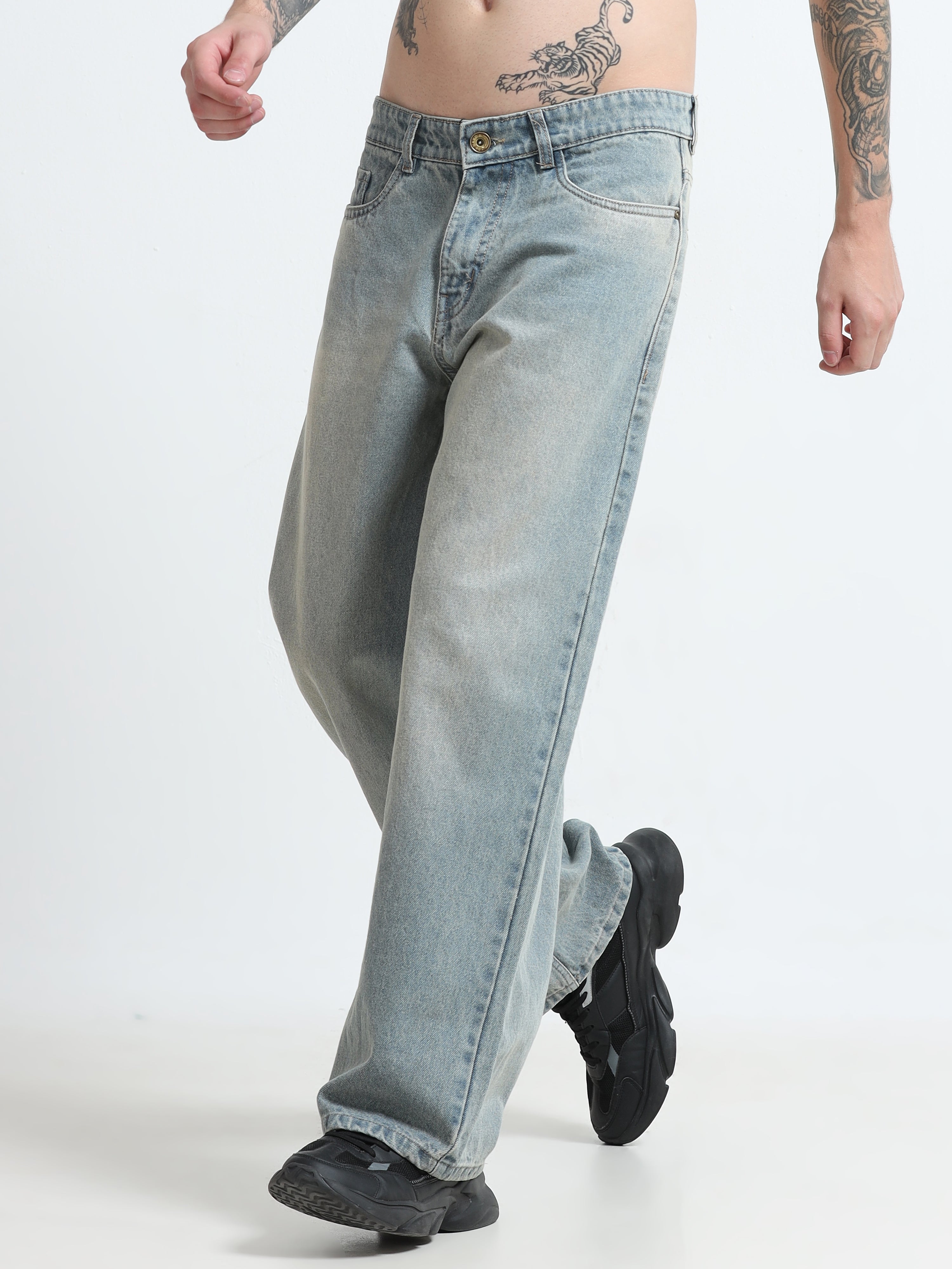 Frosted Haze Wide Leg Baggy Jeans