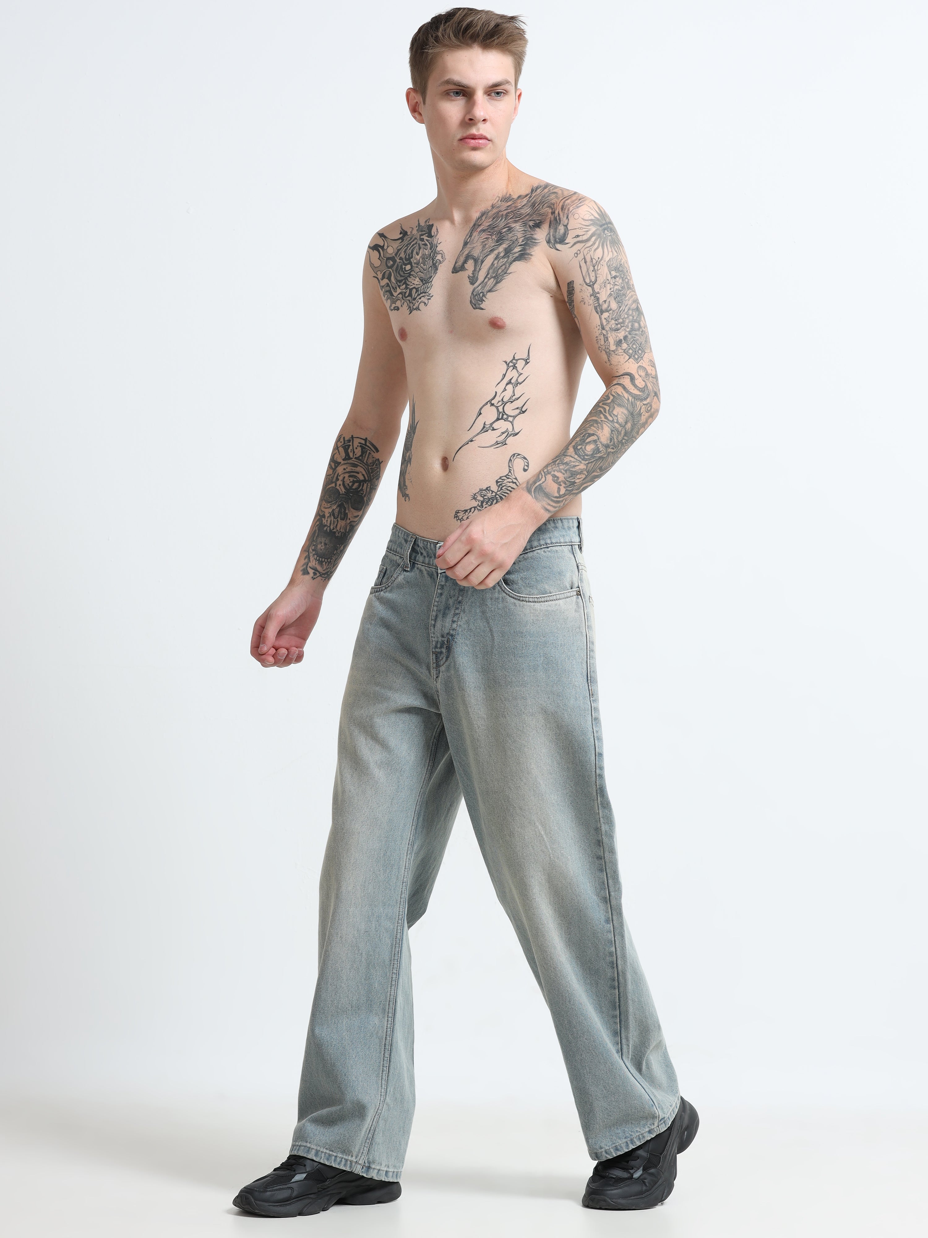 Frosted Haze Wide Leg Baggy Jeans