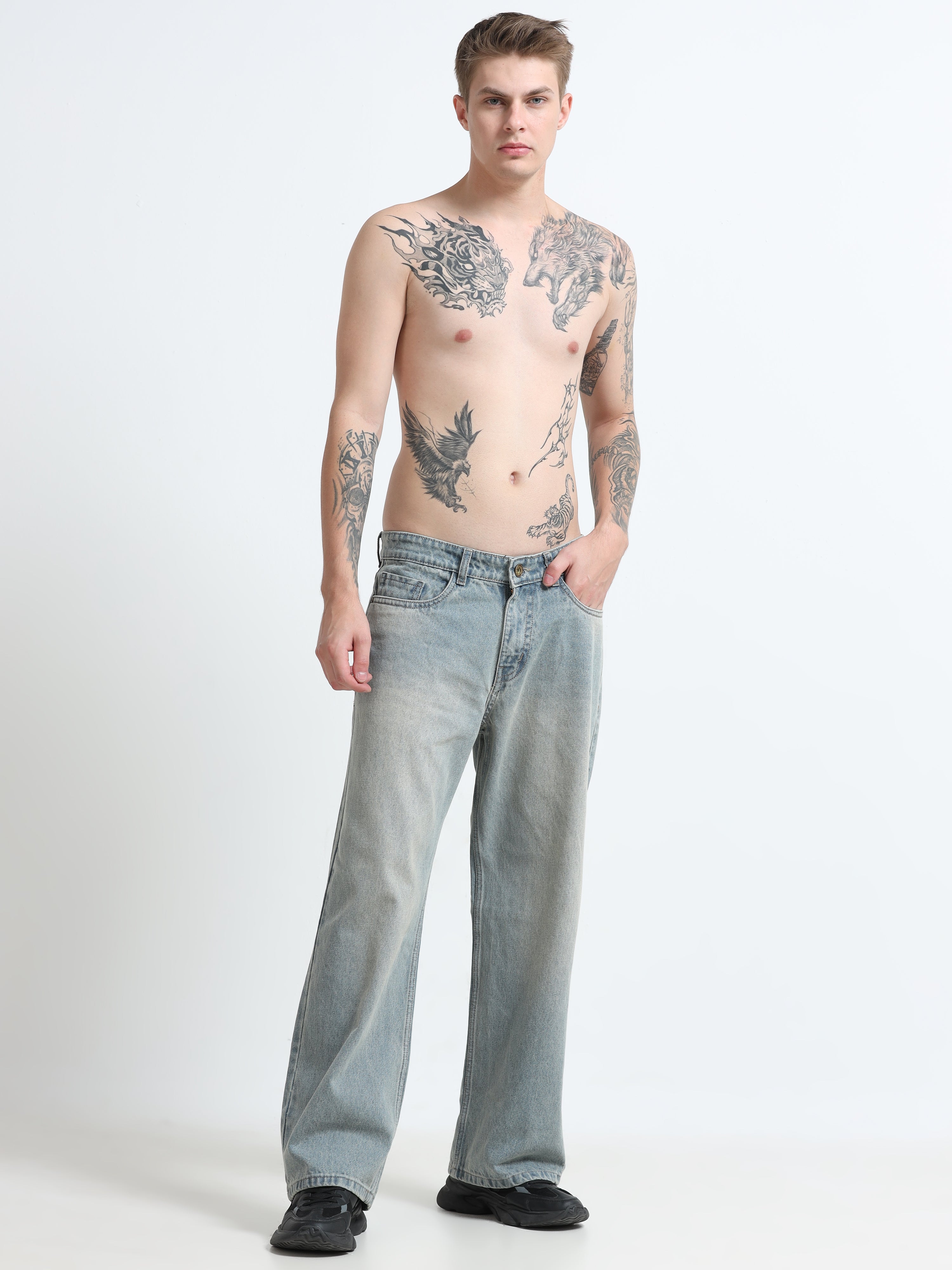 Frosted Haze Wide Leg Baggy Jeans