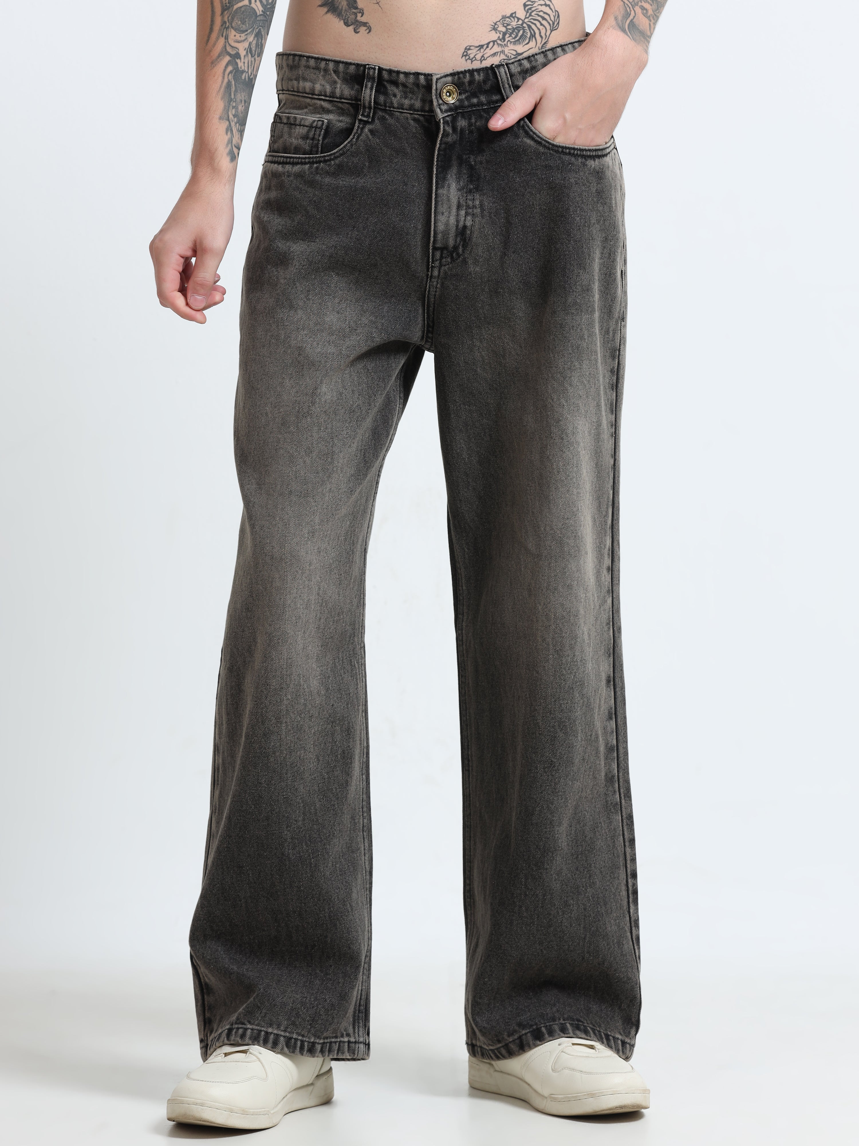 Carbon Fade Wide Leg Jeans