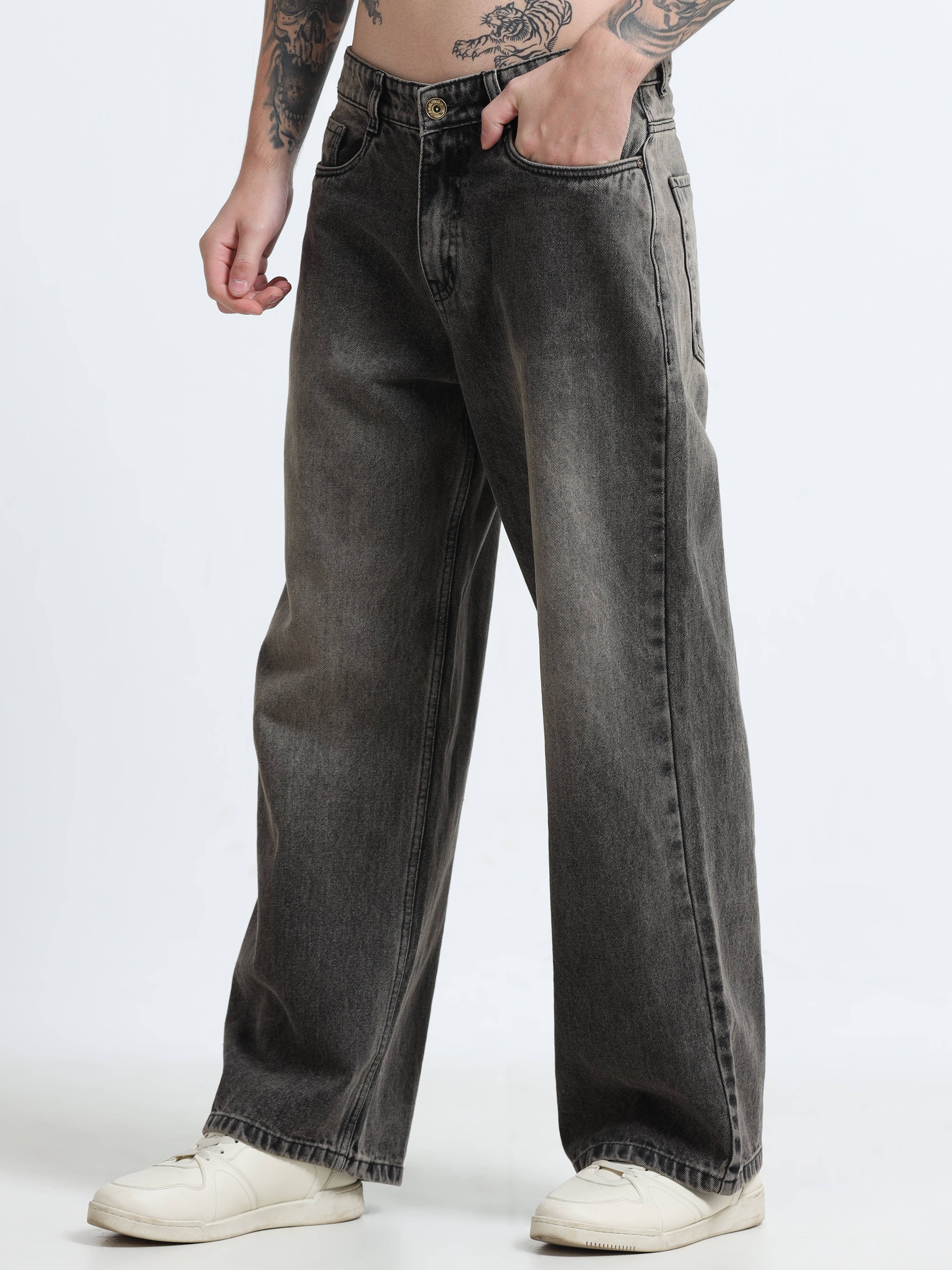 Carbon Fade Wide Leg Jeans