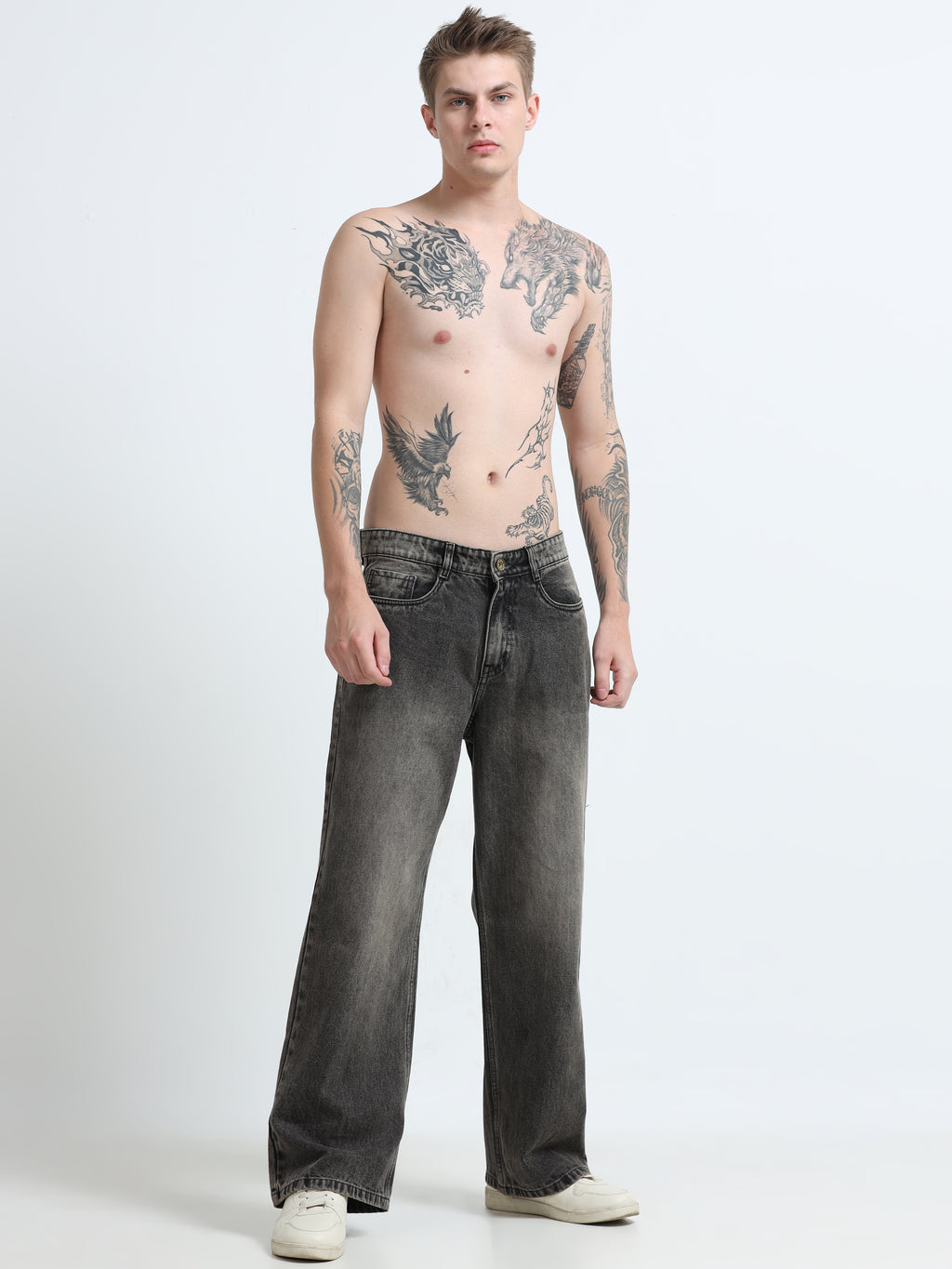 Carbon Fade Wide Leg Jeans