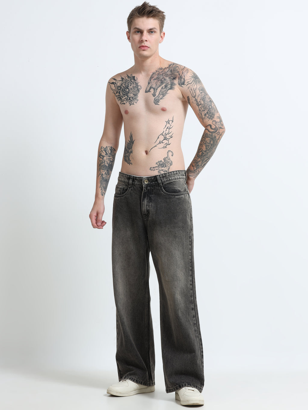 Carbon Fade Wide Leg Jeans