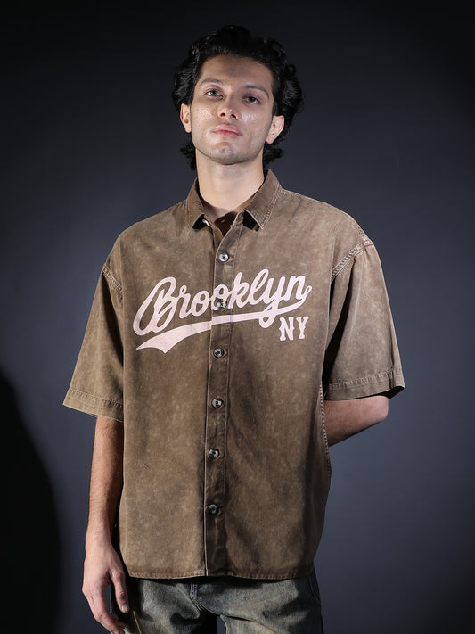 RELAXED FIT PRINT BROWN