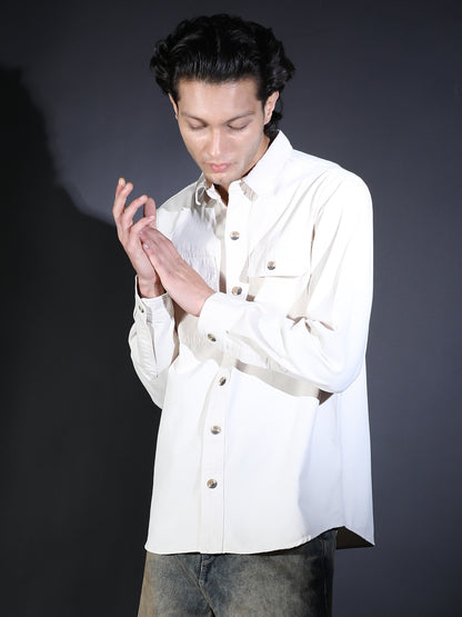 REGULAR FIT PLAIN DOUBLE POCKET BIEGE