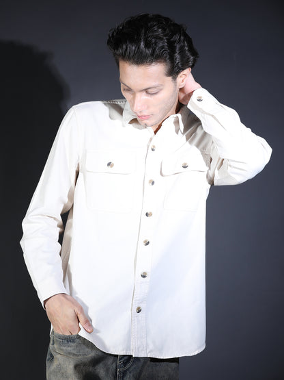 REGULAR FIT PLAIN DOUBLE POCKET BIEGE