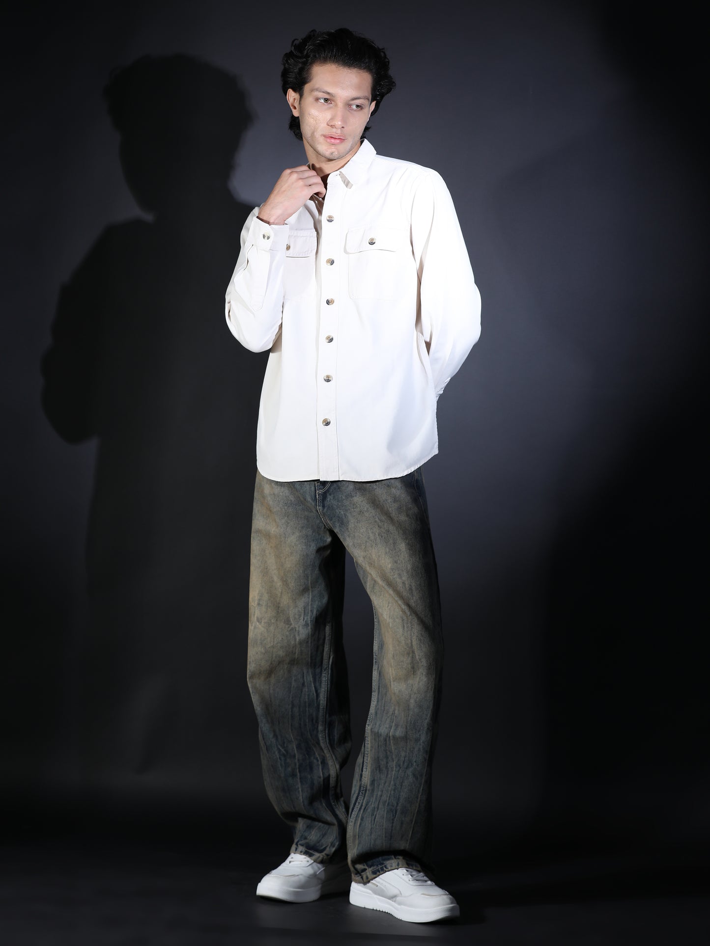 REGULAR FIT PLAIN DOUBLE POCKET BIEGE