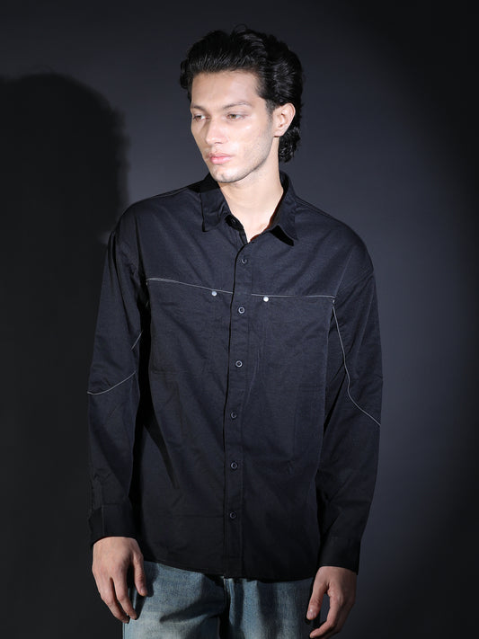 PLAIN FULL SLEEVE PIPING (SNAP) BLACK