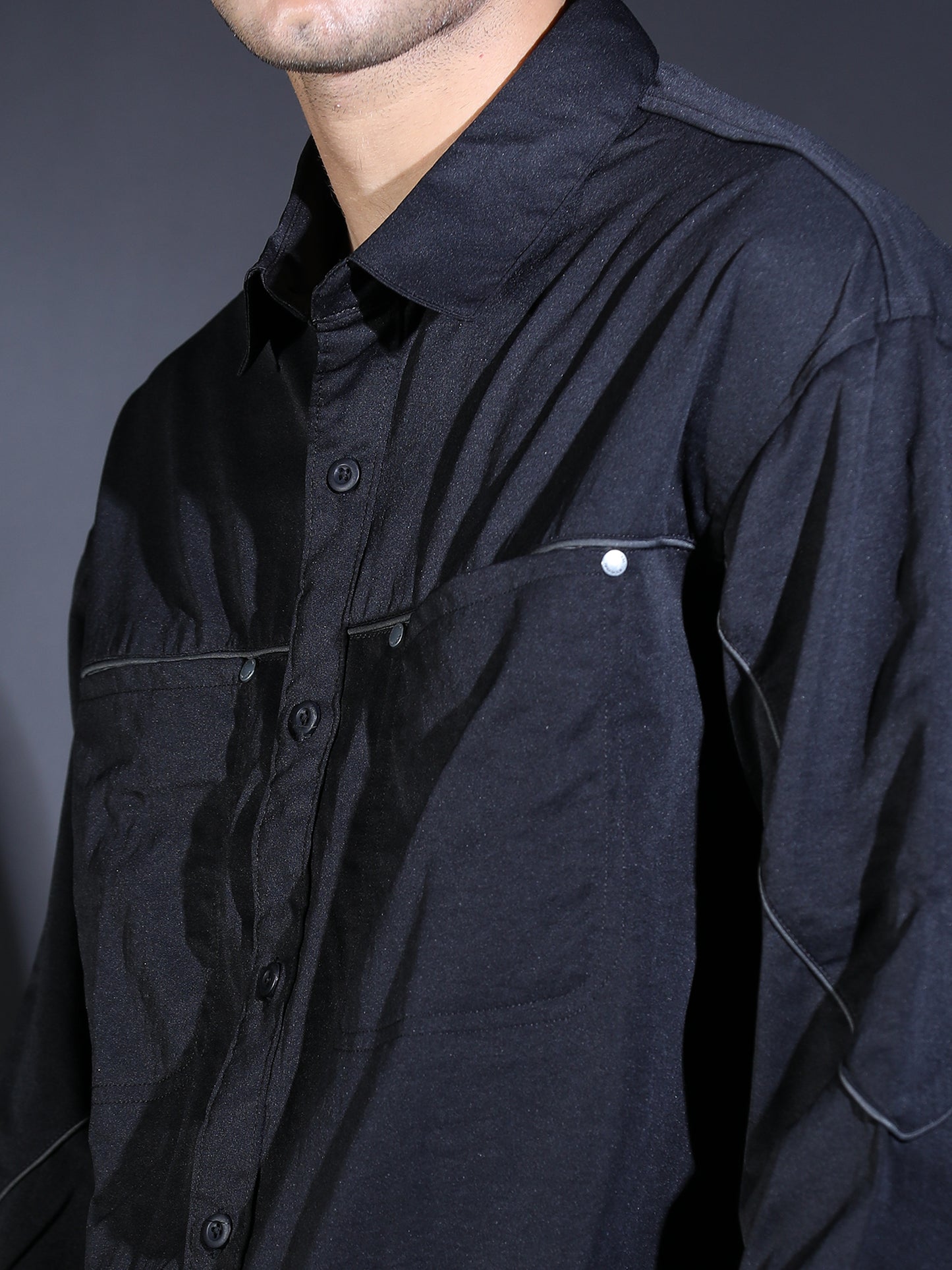 PLAIN FULL SLEEVE PIPING (SNAP) BLACK