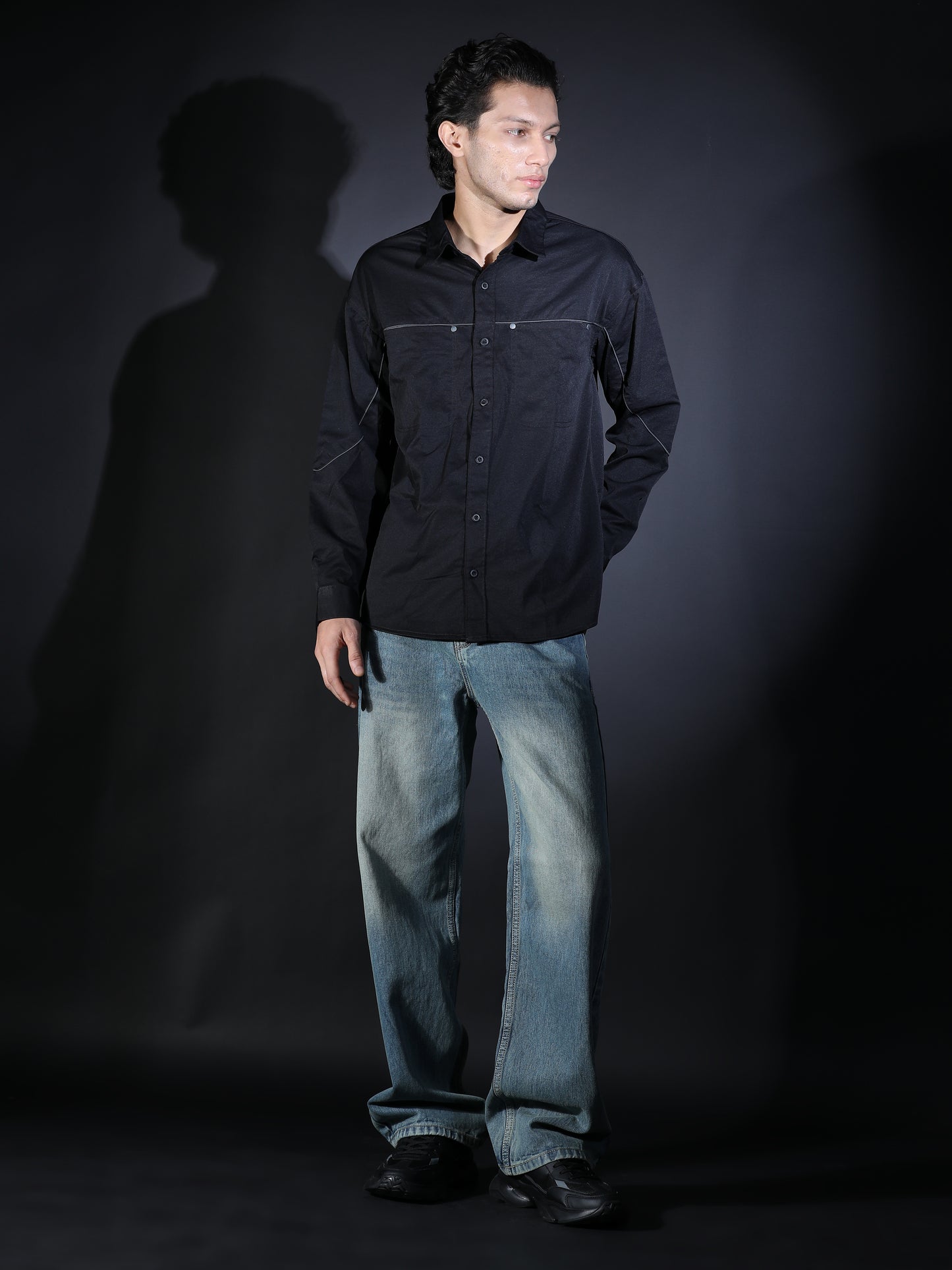 PLAIN FULL SLEEVE PIPING (SNAP) BLACK