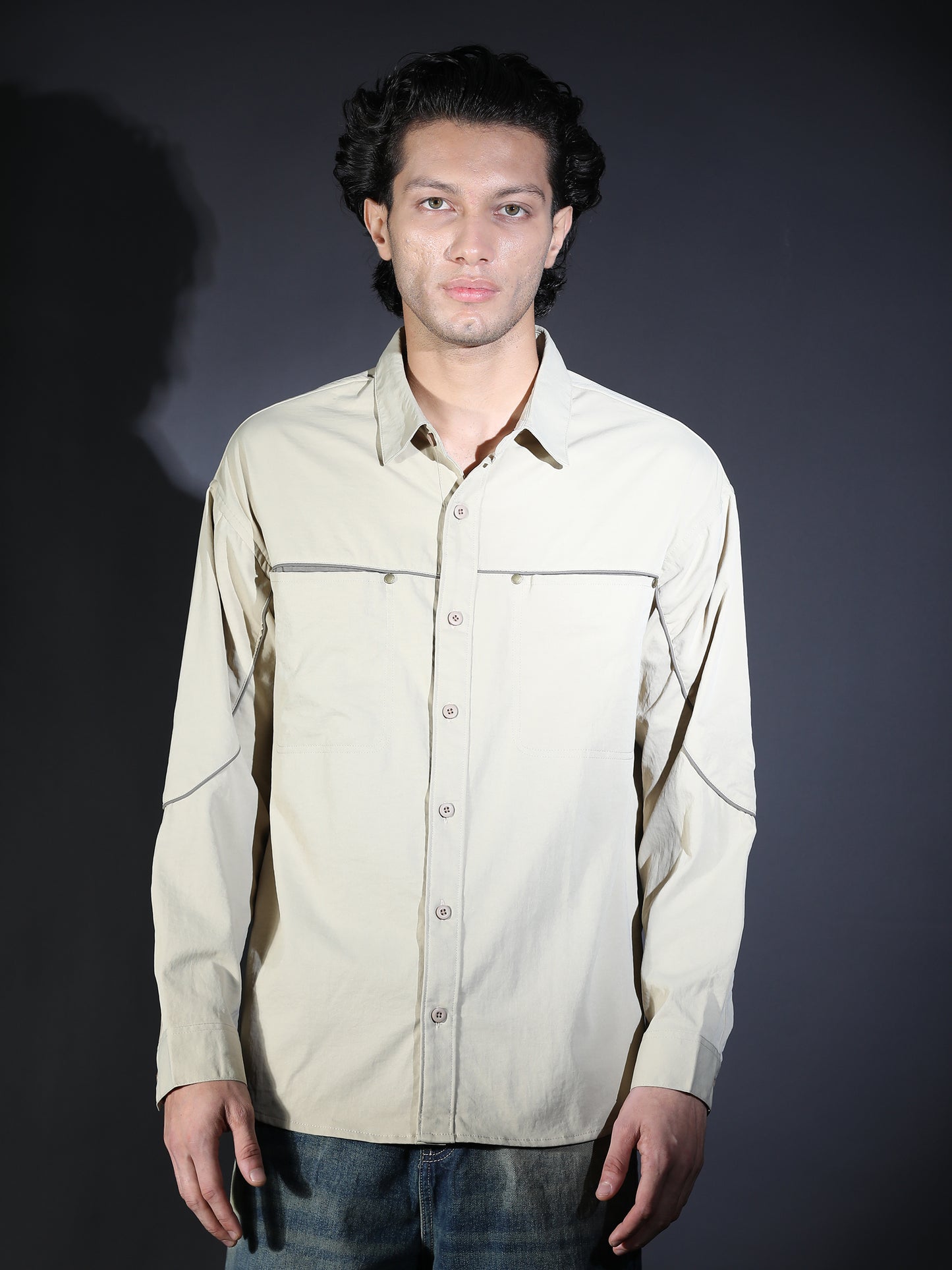 PLAIN FULL SLEEVE PIPING (SNAP) BIEGE