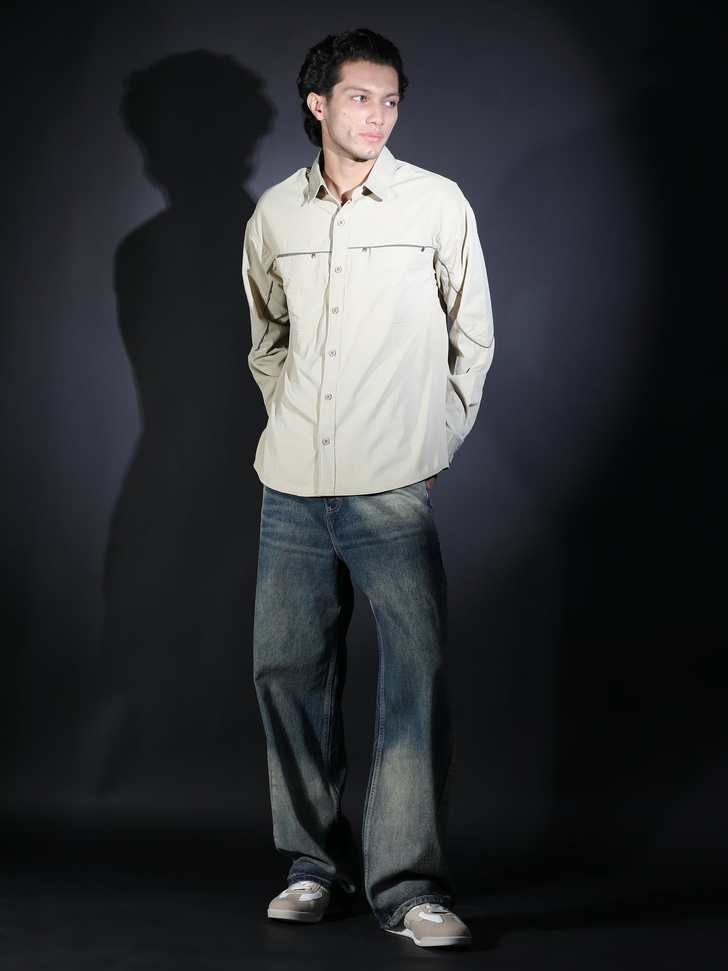 PLAIN FULL SLEEVE PIPING (SNAP) BIEGE