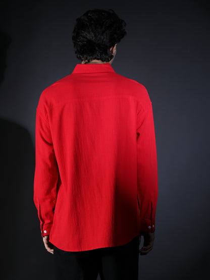 REGULAR FIT PLAIN SHIRT RED