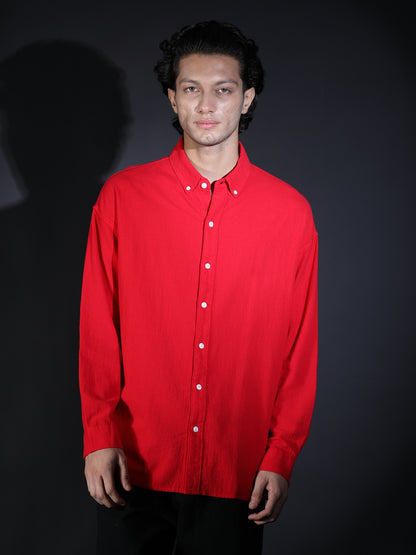 REGULAR FIT PLAIN SHIRT RED