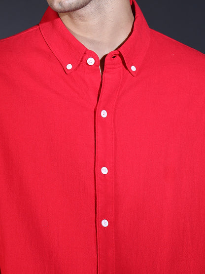 REGULAR FIT PLAIN SHIRT RED