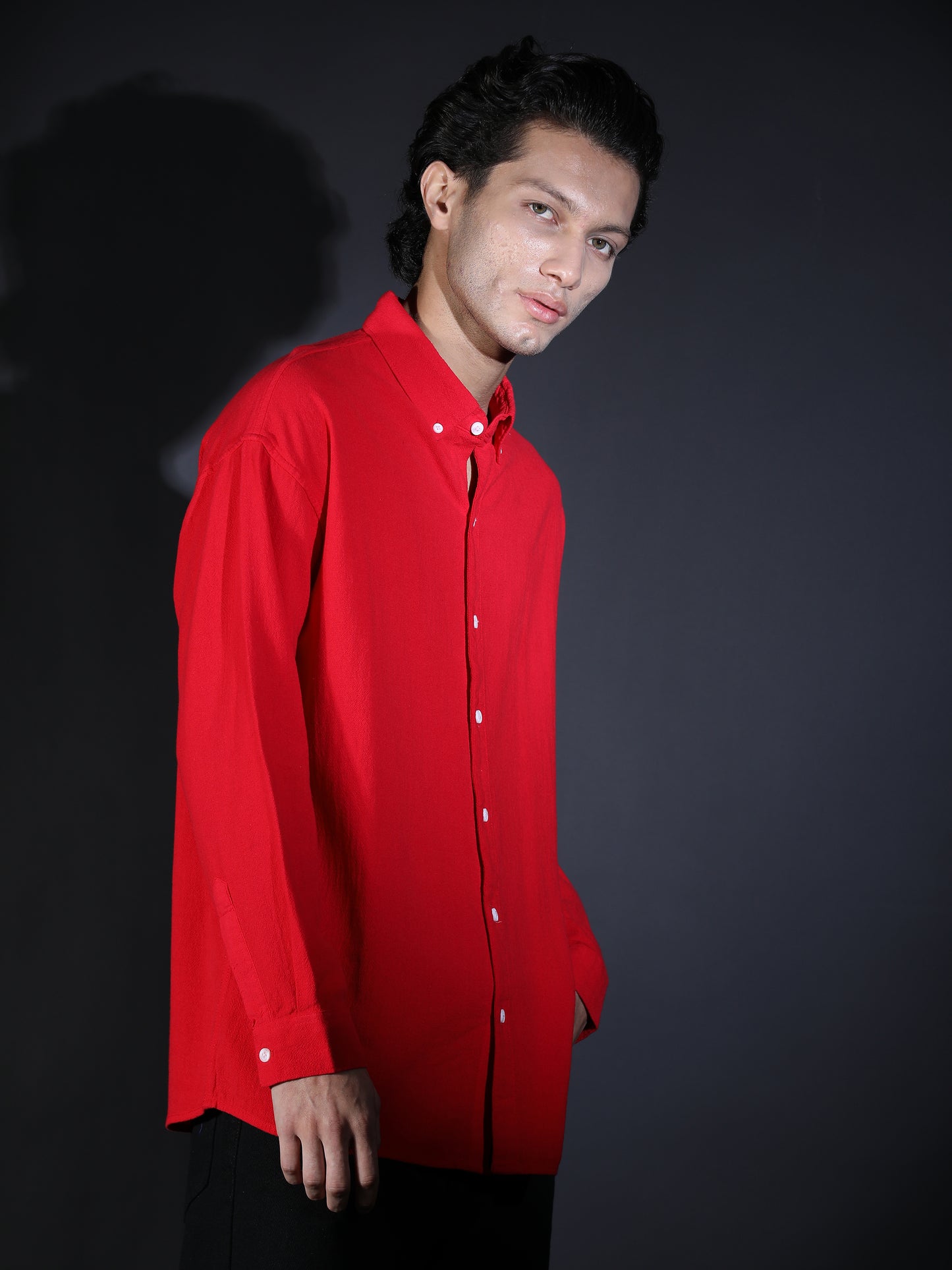 REGULAR FIT PLAIN SHIRT RED