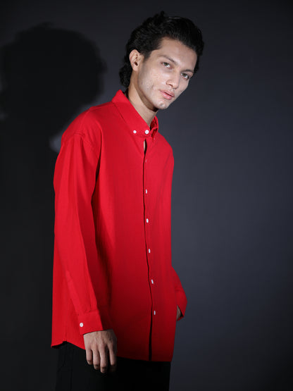 REGULAR FIT PLAIN SHIRT RED