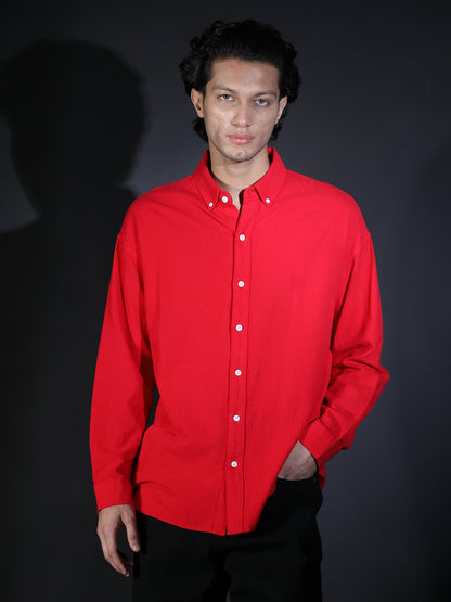 REGULAR FIT PLAIN SHIRT RED