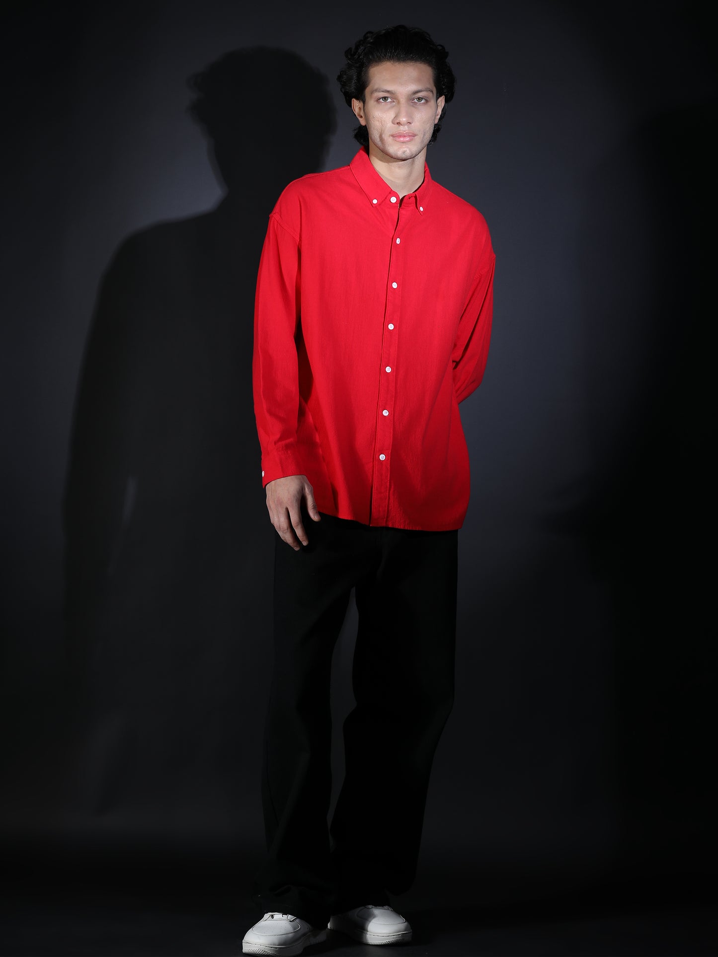 REGULAR FIT PLAIN SHIRT RED
