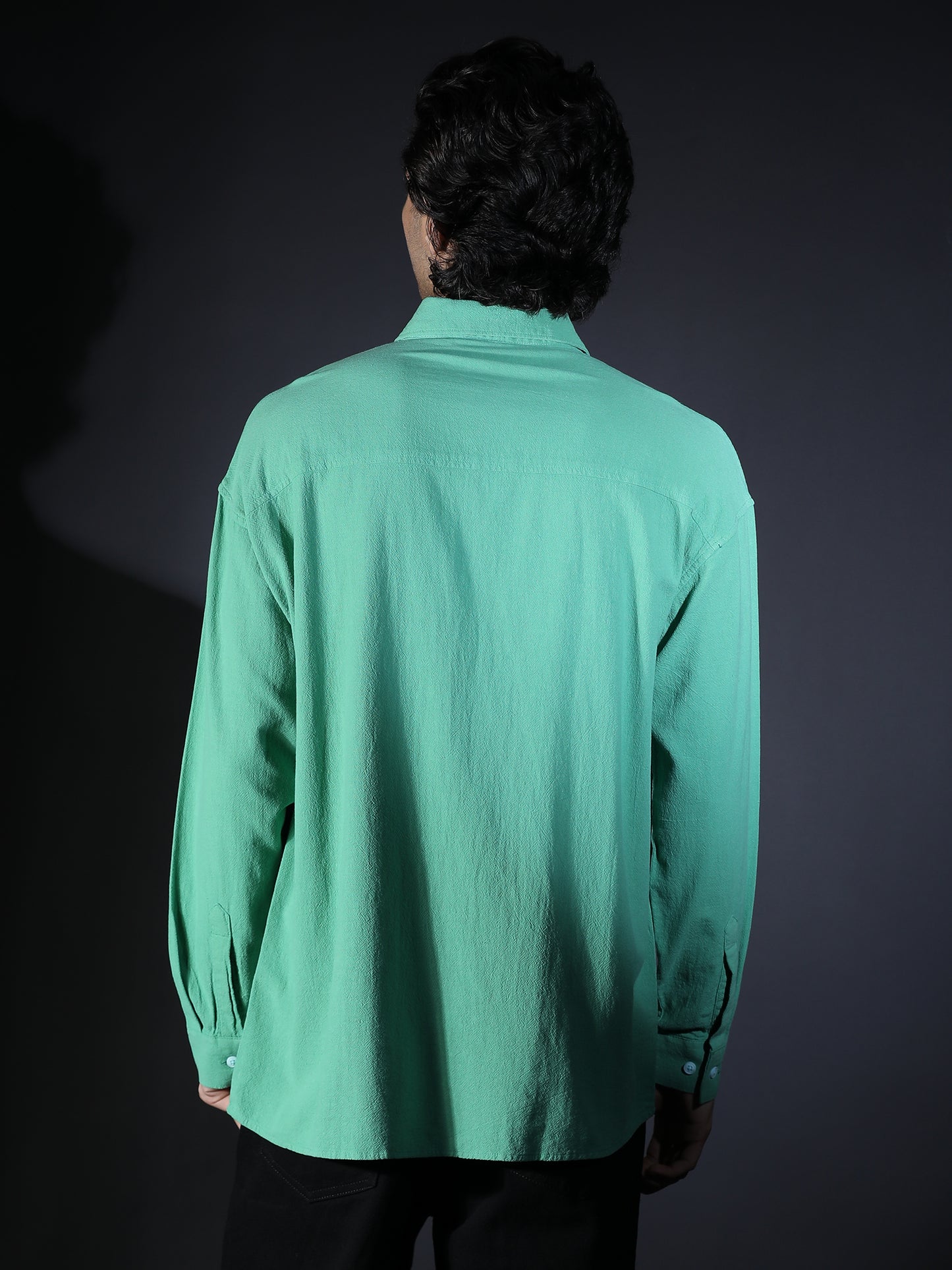REGULAR FIT PLAIN SHIRT GREEN1