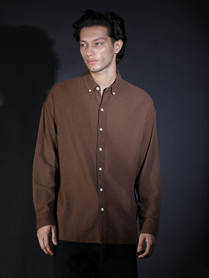 REGULAR FIT PLAIN SHIRT BROWN1