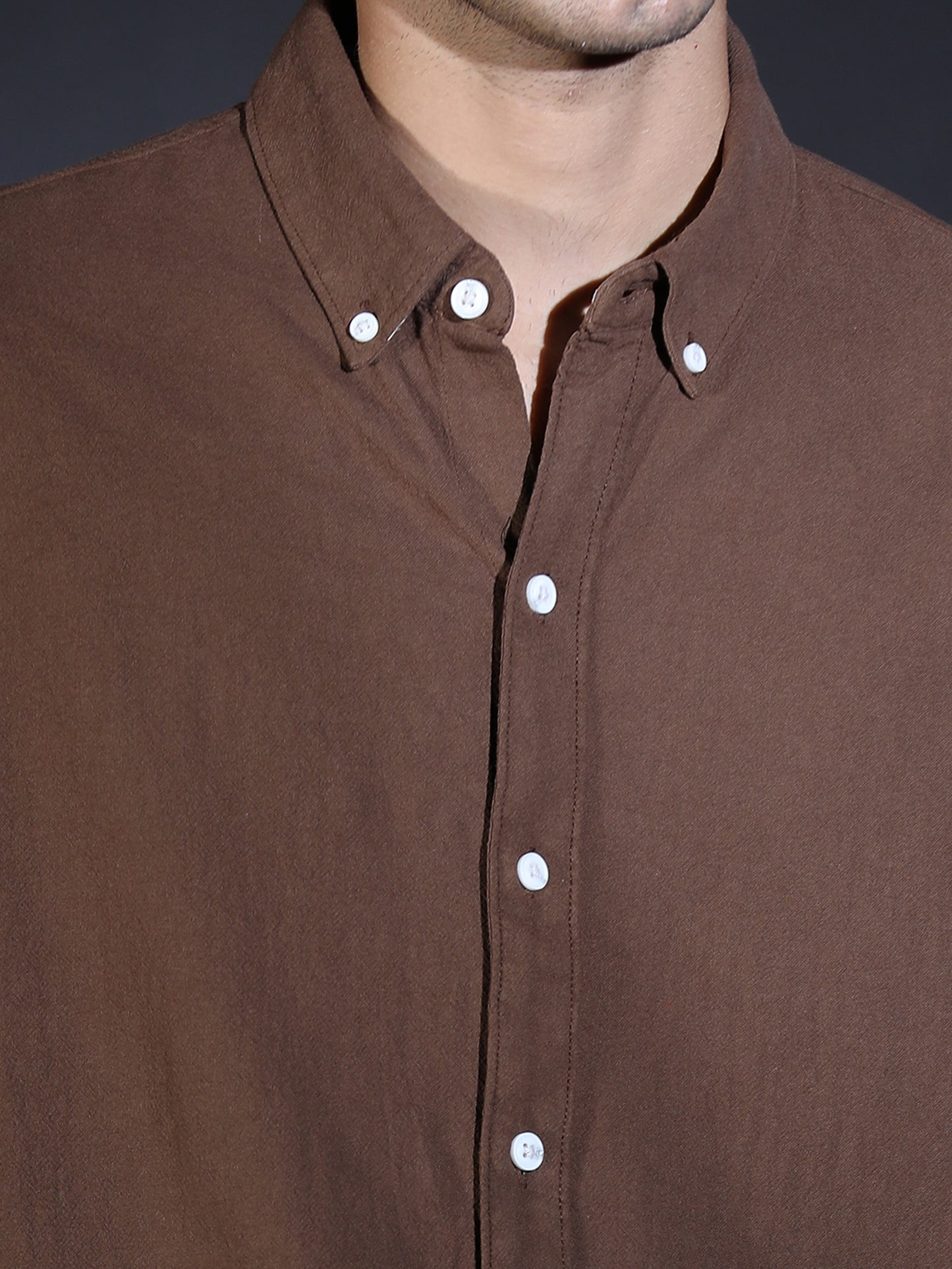 REGULAR FIT PLAIN SHIRT BROWN1