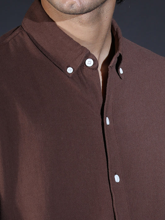REGULAR FIT PLAIN SHIRT BROWN2