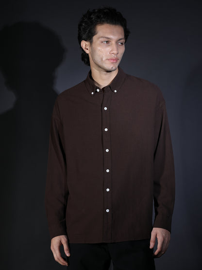 REGULAR FIT PLAIN SHIRT COFFEE