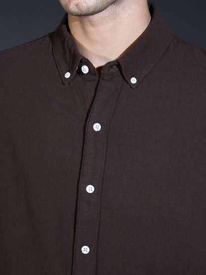 REGULAR FIT PLAIN SHIRT COFFEE