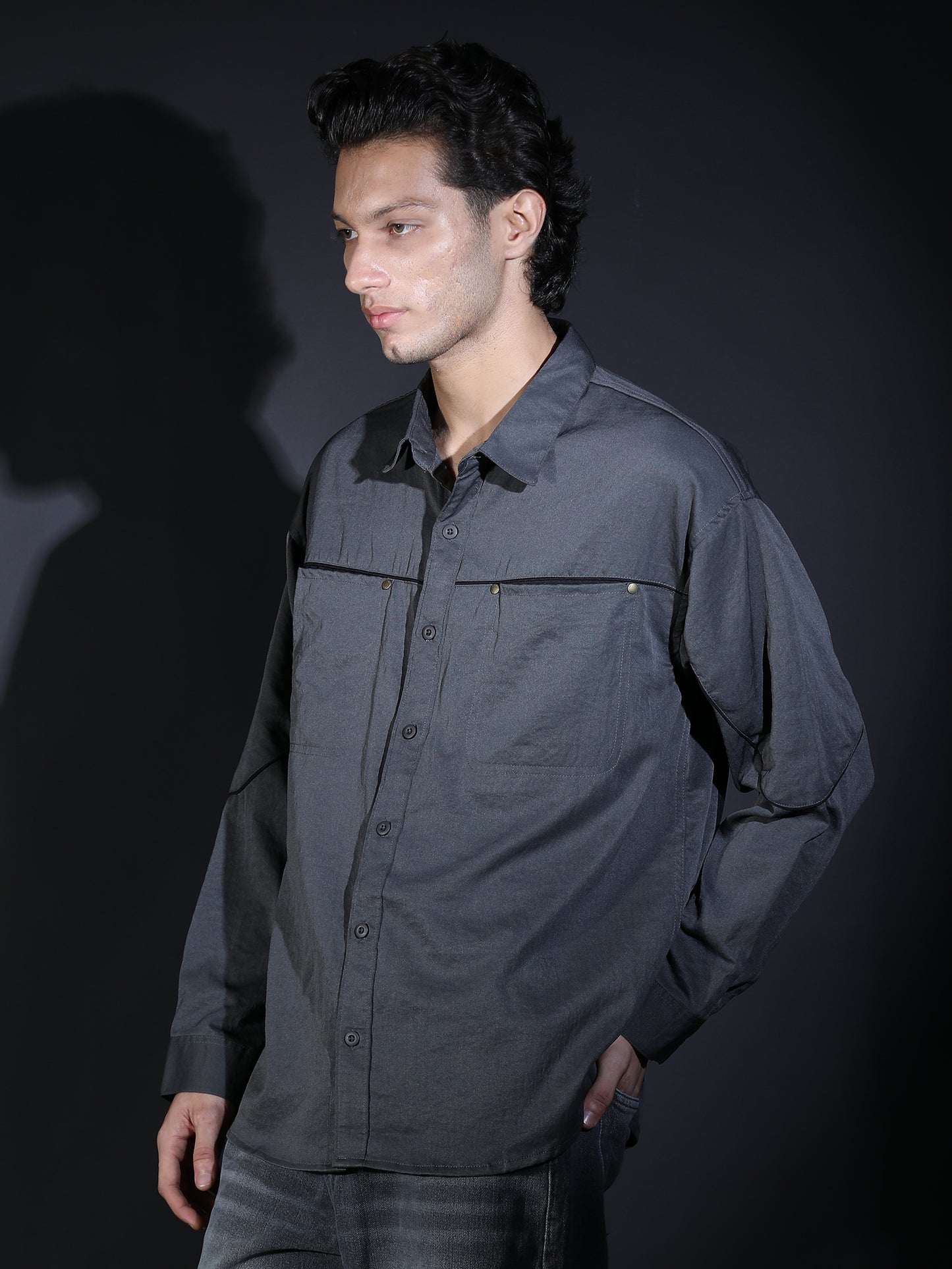 PLAIN FULL SLEEVE PIPING (SNAP) GREY