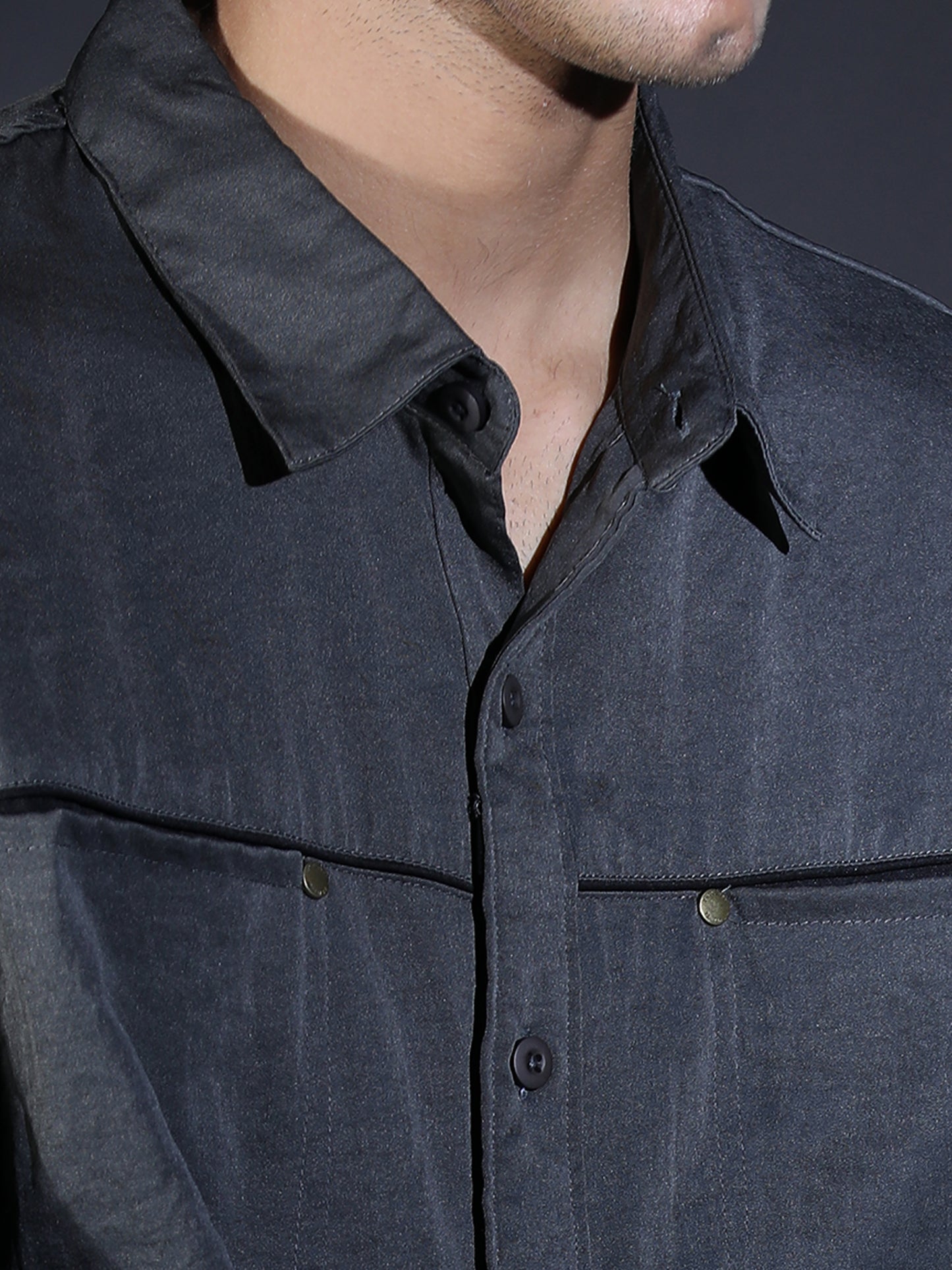 PLAIN FULL SLEEVE PIPING (SNAP) GREY