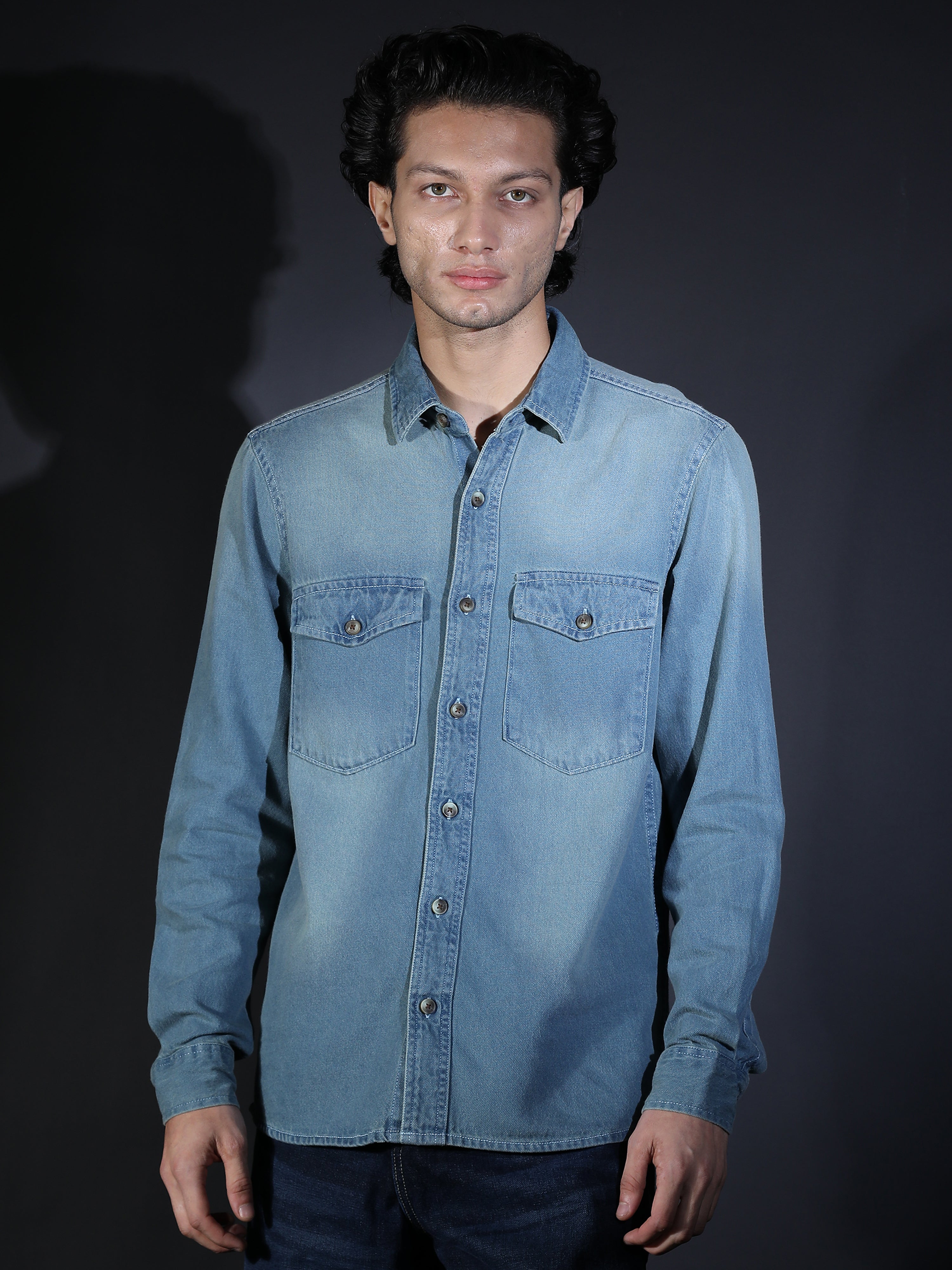 DOUBLE POCKET BLUE DENIM