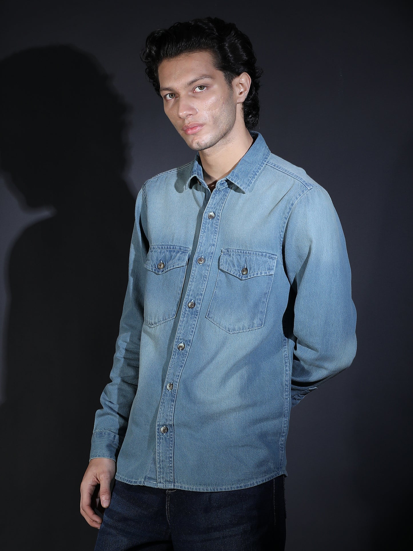 DOUBLE POCKET BLUE DENIM