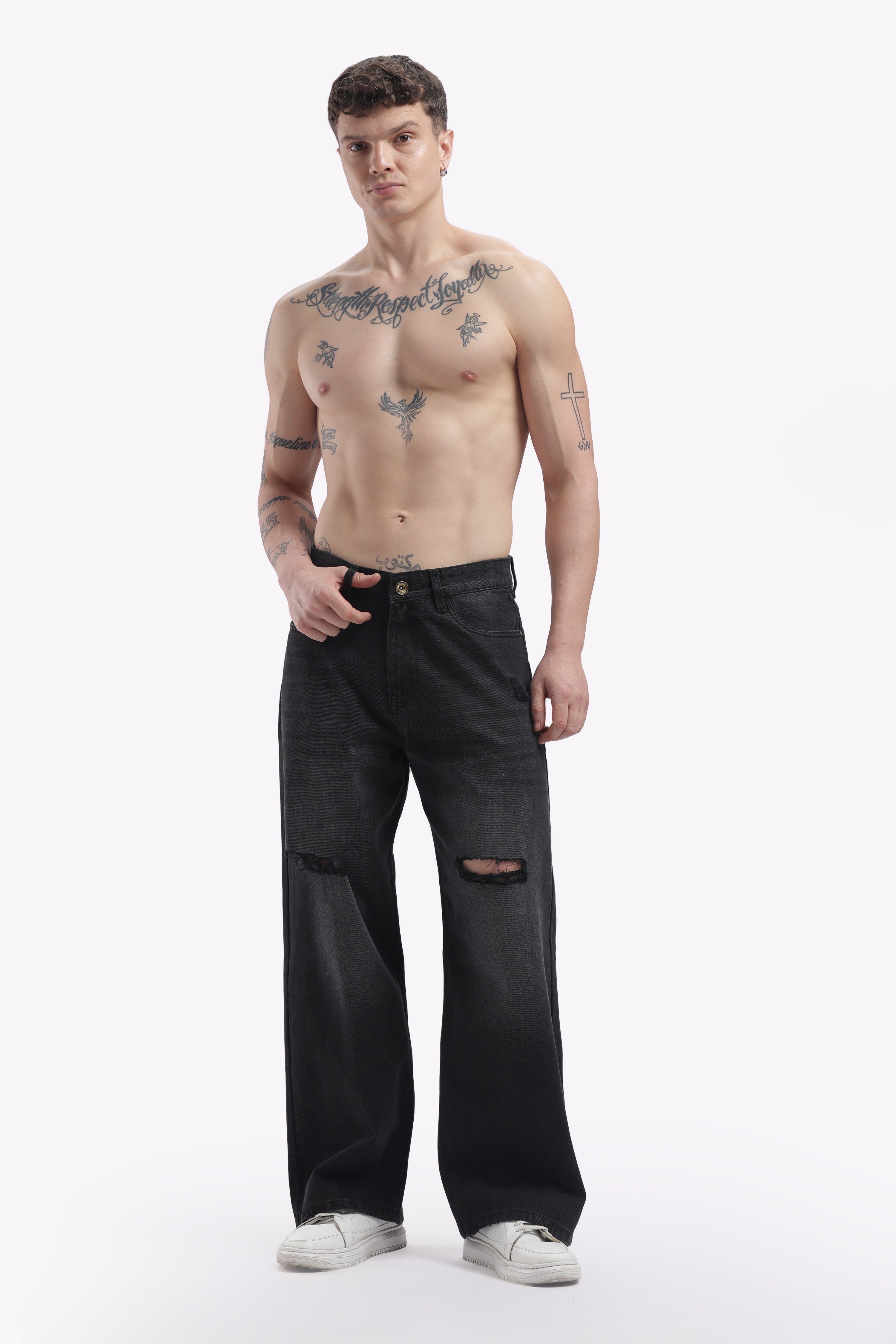 The Charcoal Slit Baggy (Washed Black)