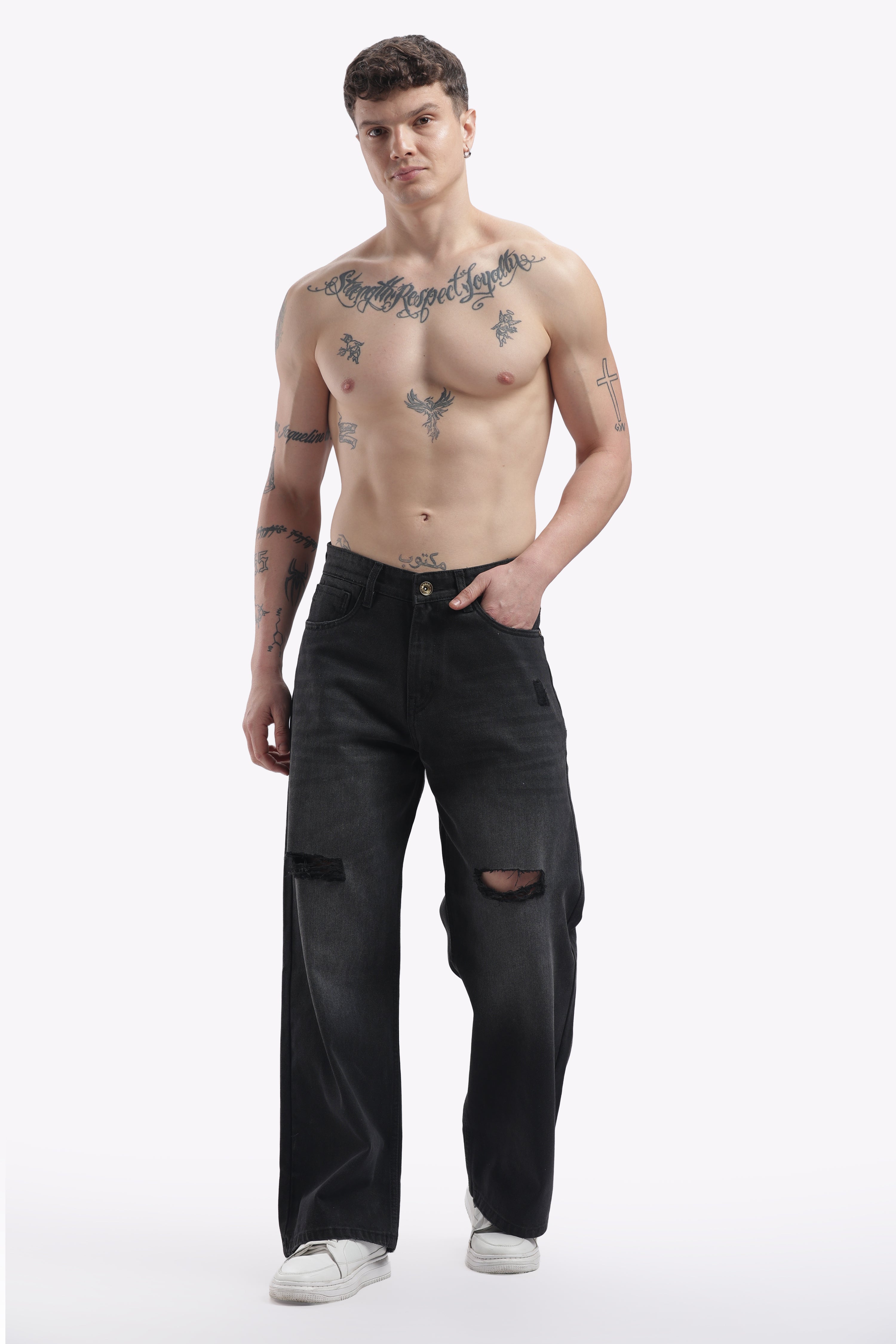 The Charcoal Slit Baggy (Washed Black)