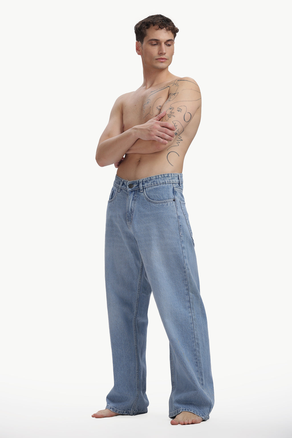 Retro Blue Loose Straight Jean