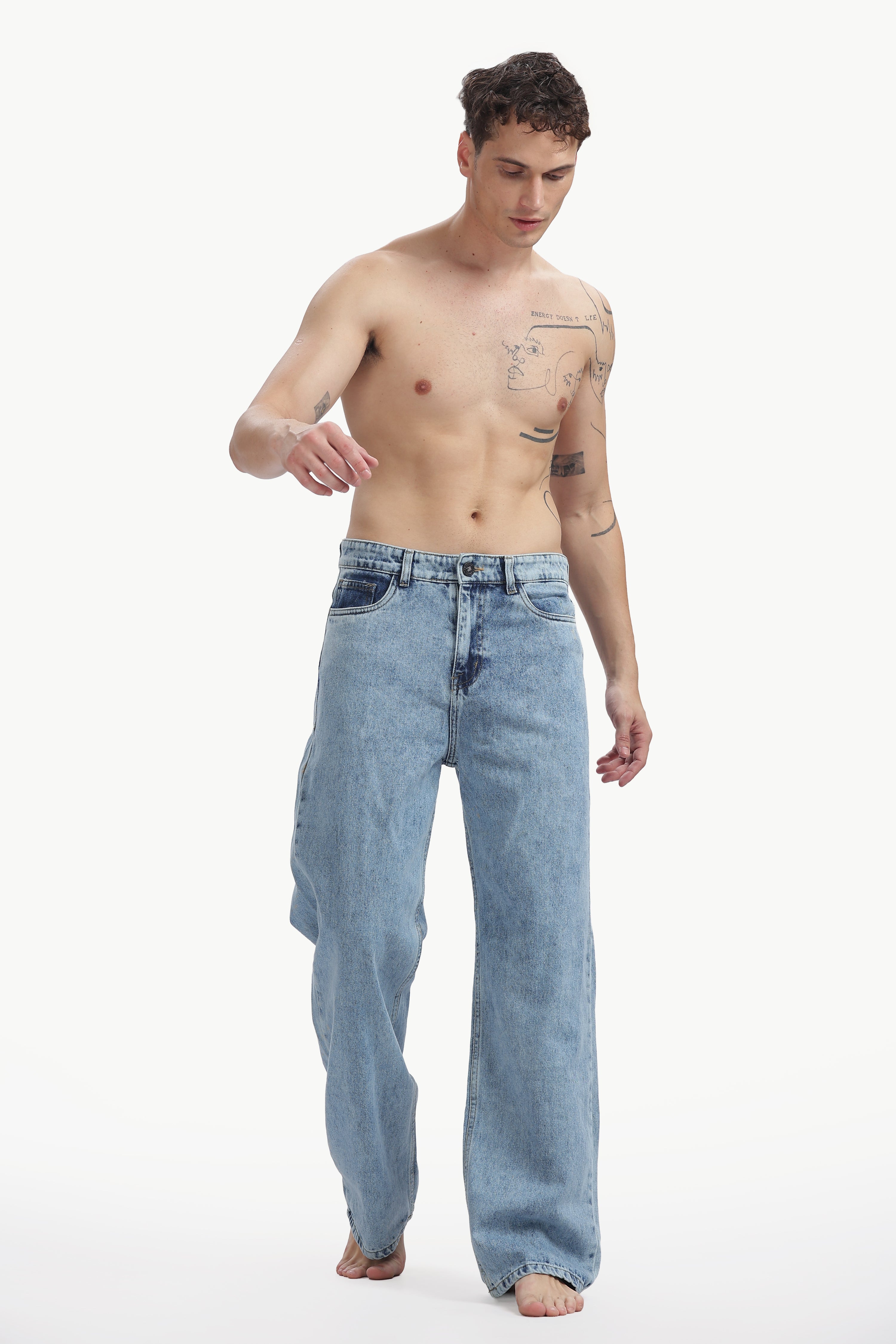 Stonewash Blue Relaxed Straight Jean