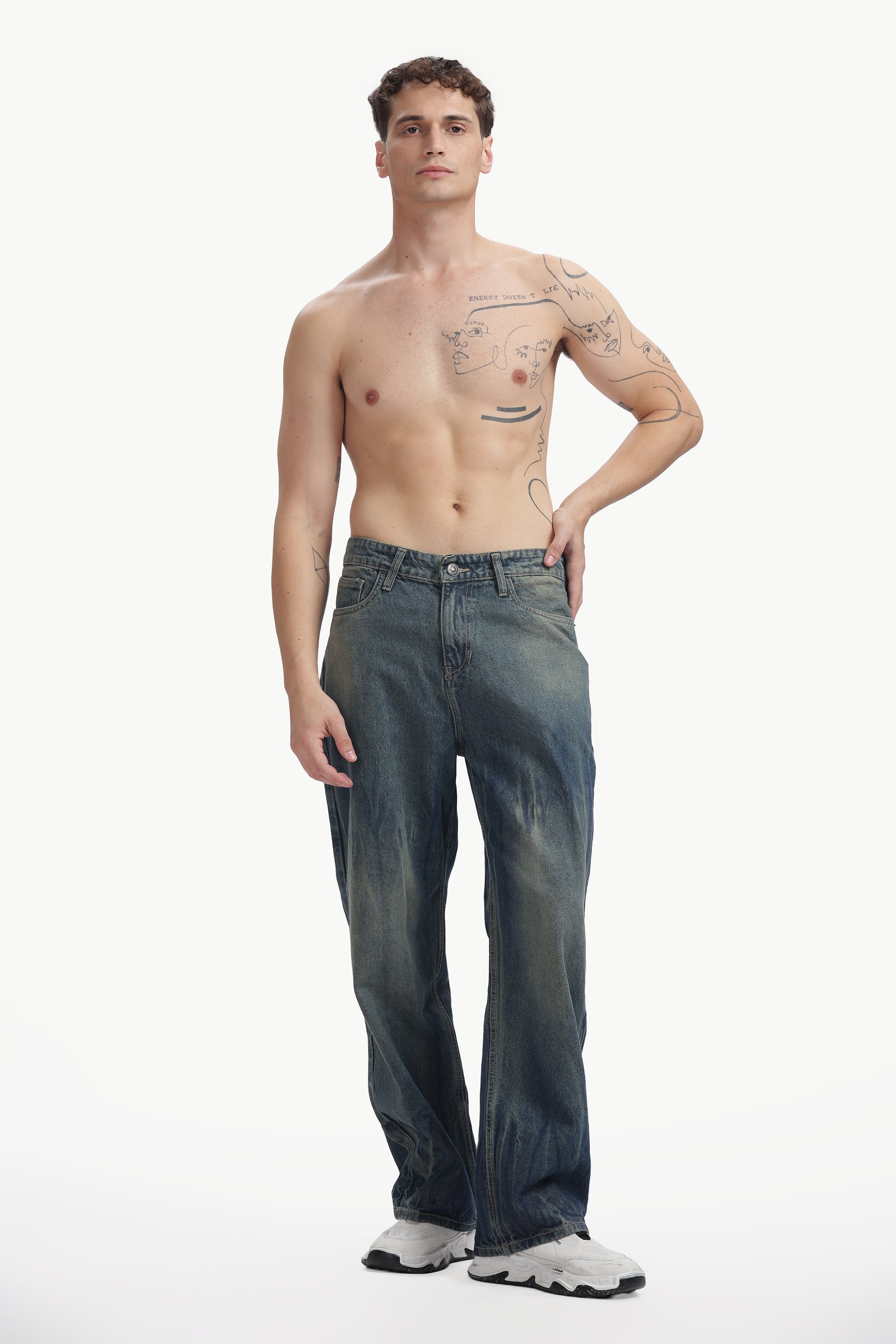 Faded Indigo Loose Fit Jeans