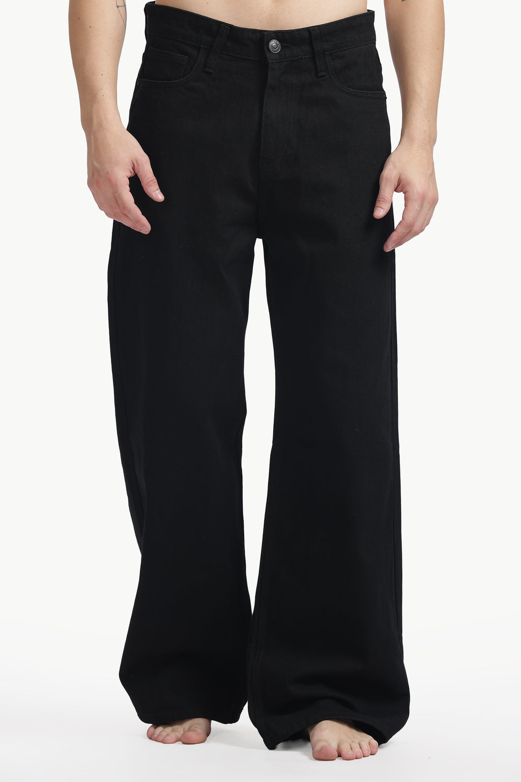 Jet Black Relaxed Wide Jeans