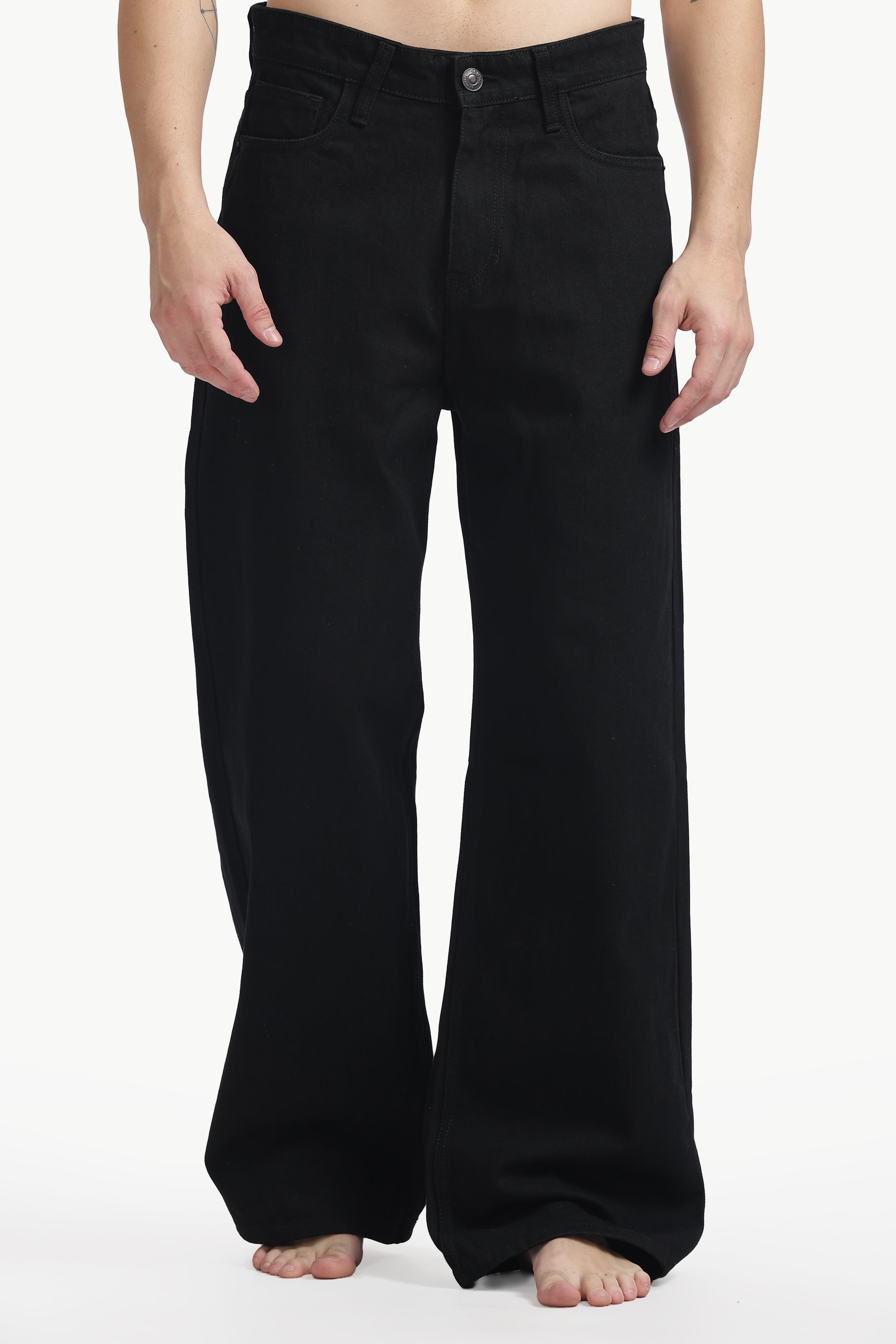 Jet Black Relaxed Wide Jeans