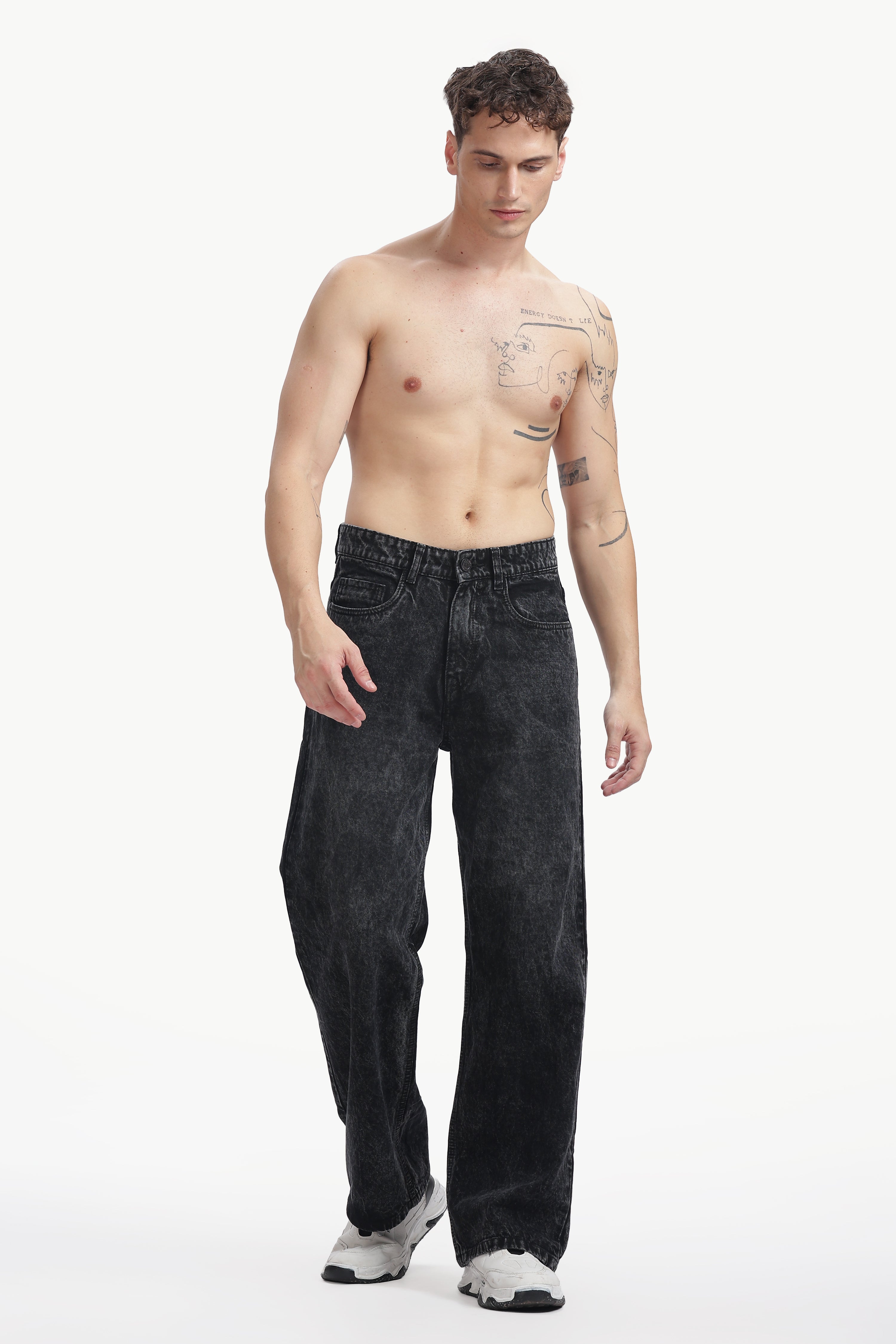 Noir Fade Relaxed Wide Jeans