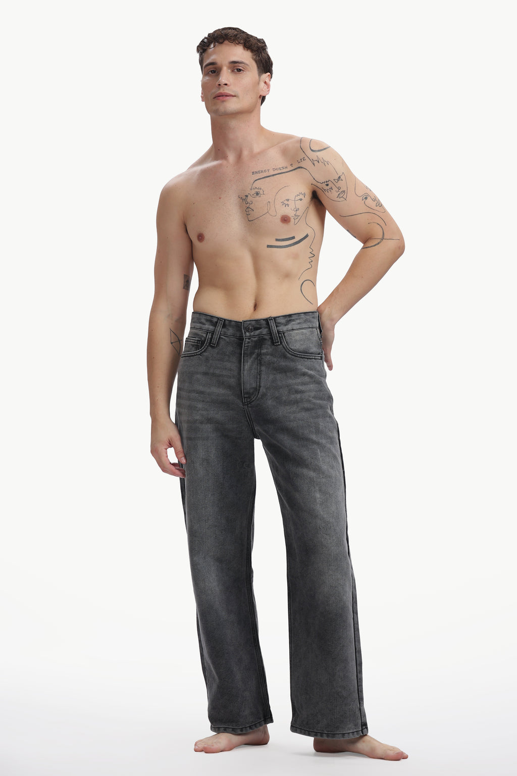 Slate Black Wide Straight Jeans