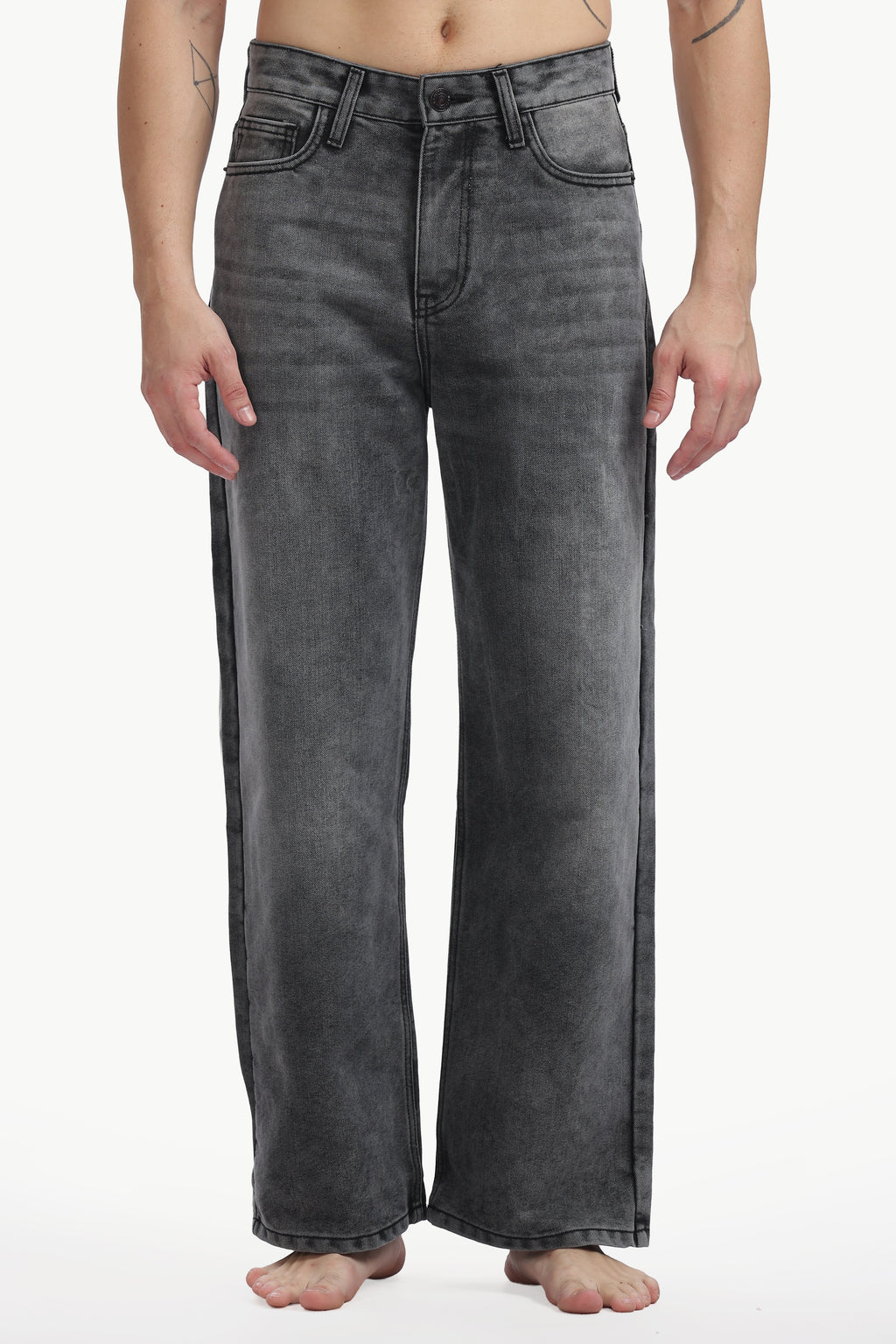 Slate Black Wide Straight Jeans