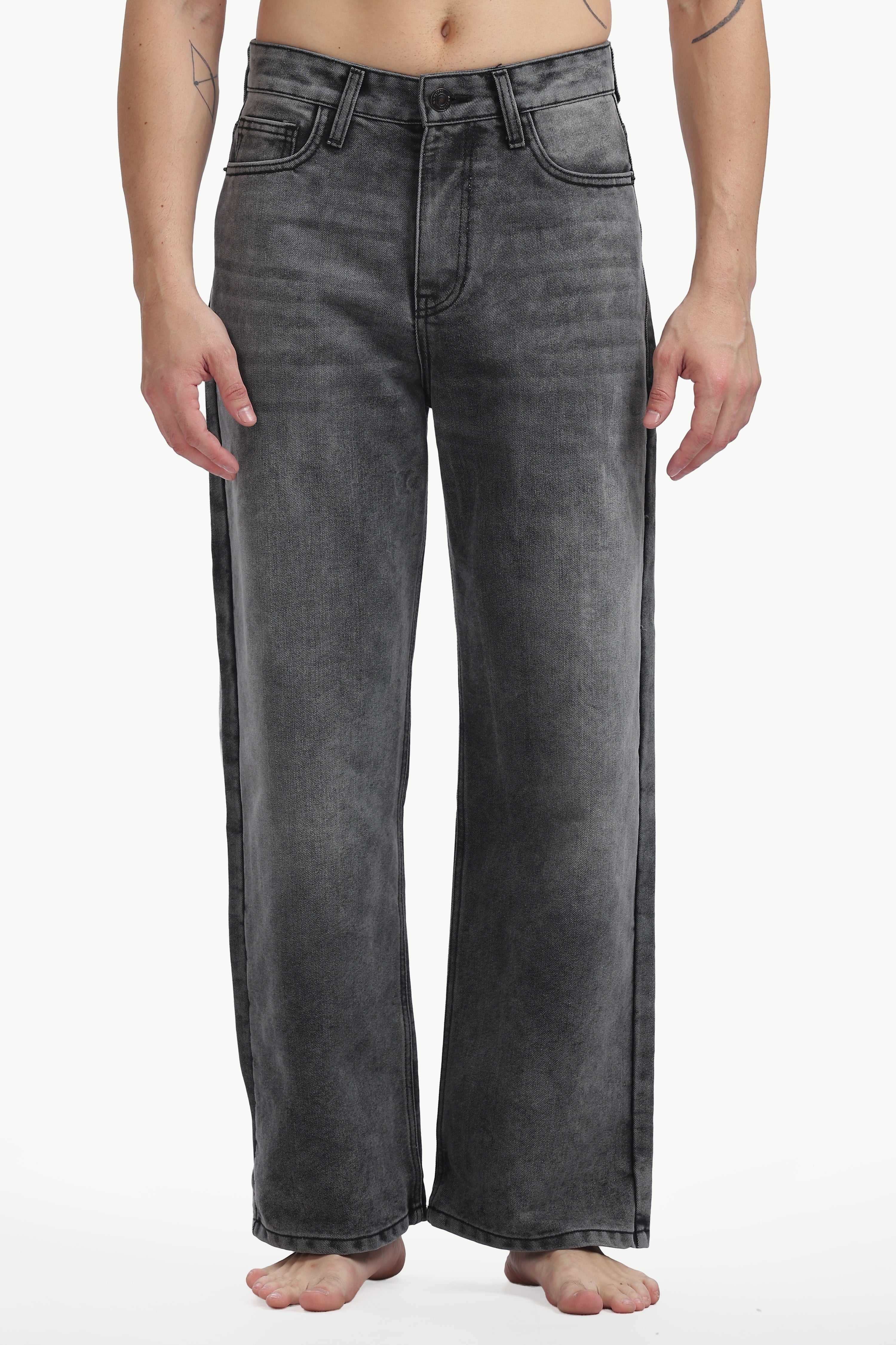 Slate Black Wide Straight Jeans